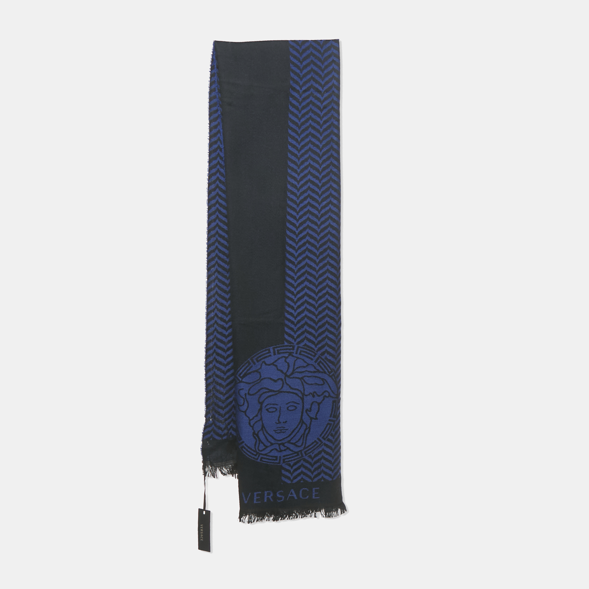 

Versace Blue/Black Jacquard Wool Stole