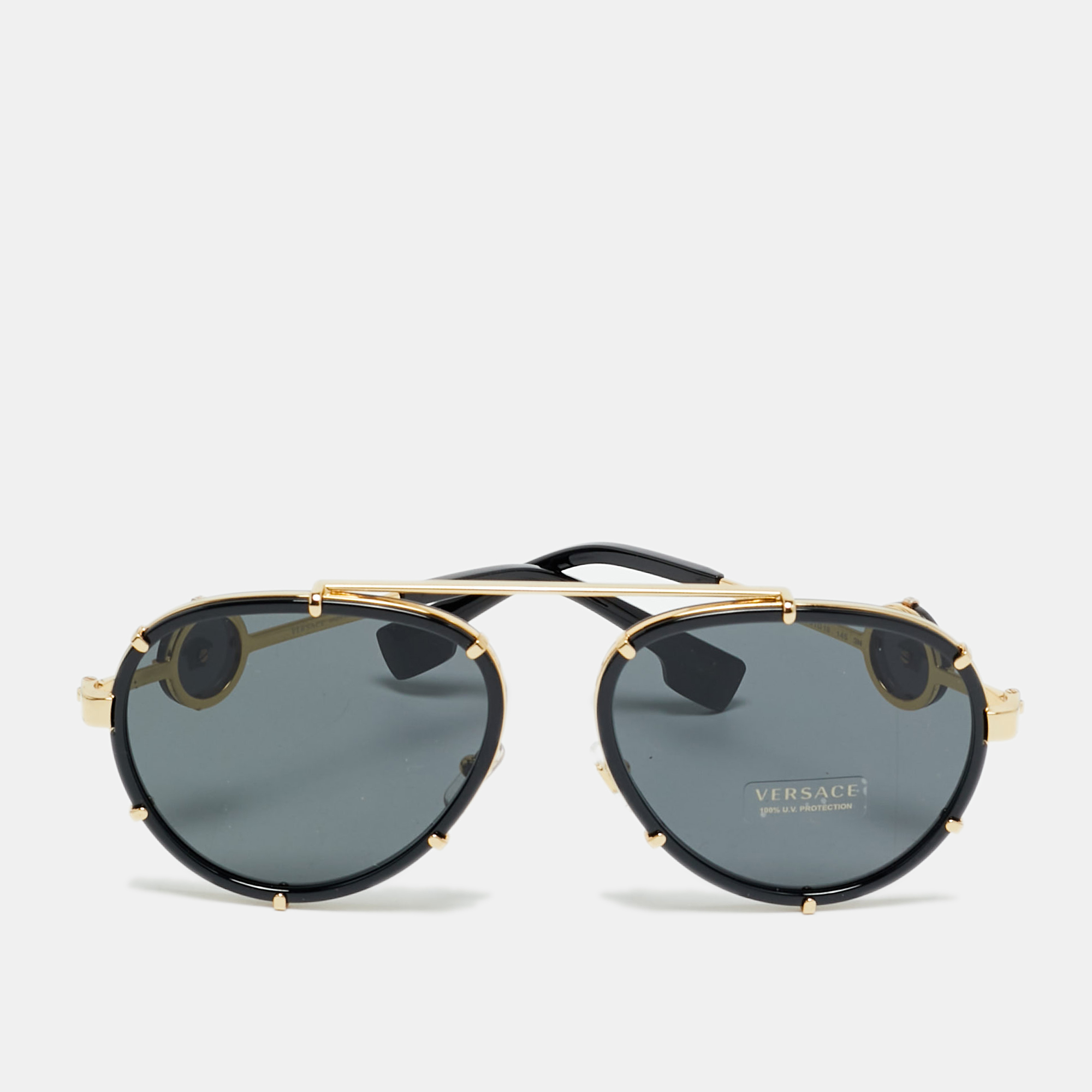 

Versace Black/Gold MOD 2232 Medusa Strap Aviator Sunglasses
