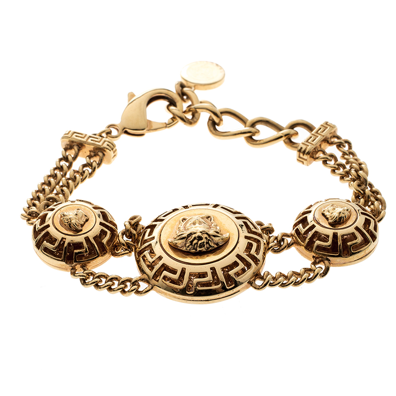Versace Medusa Gold Tone Chain Link Bracelet Versace TLC