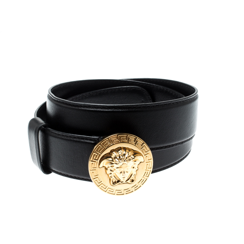 

Versace Black Leather Medusa Buckle Belt
