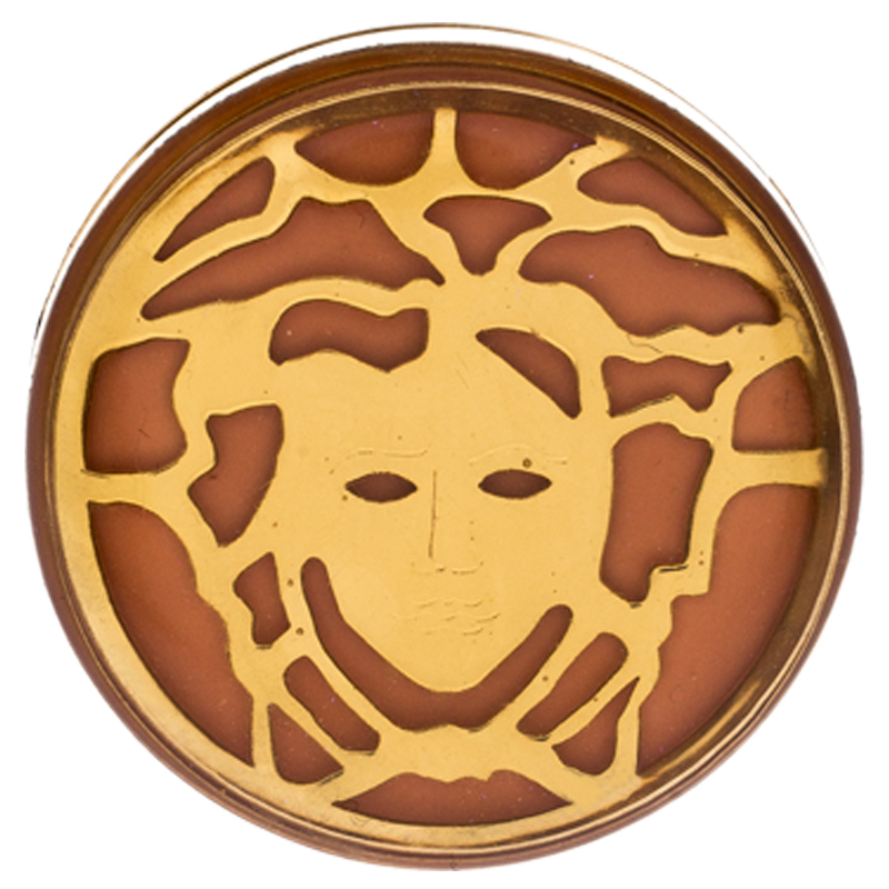 

Versace Gold Plated Metal Flip Top Mirror Medusa Ring Size, Orange