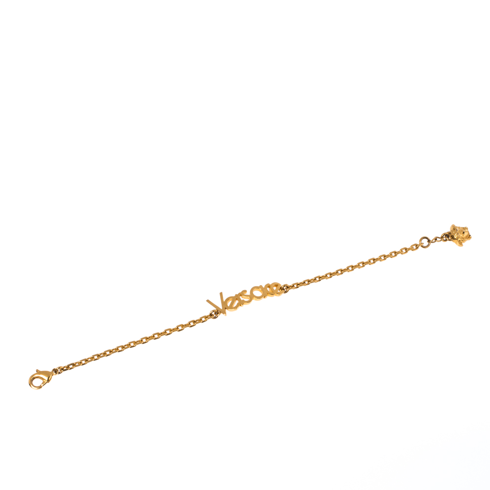

Versace Vintage Gold Tone Logo Bracelet