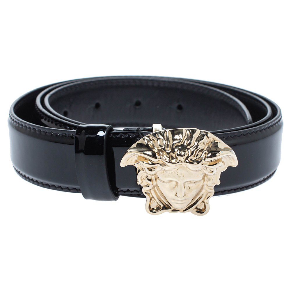 

Versace Black Patent Leather Medusa Buckle Belt