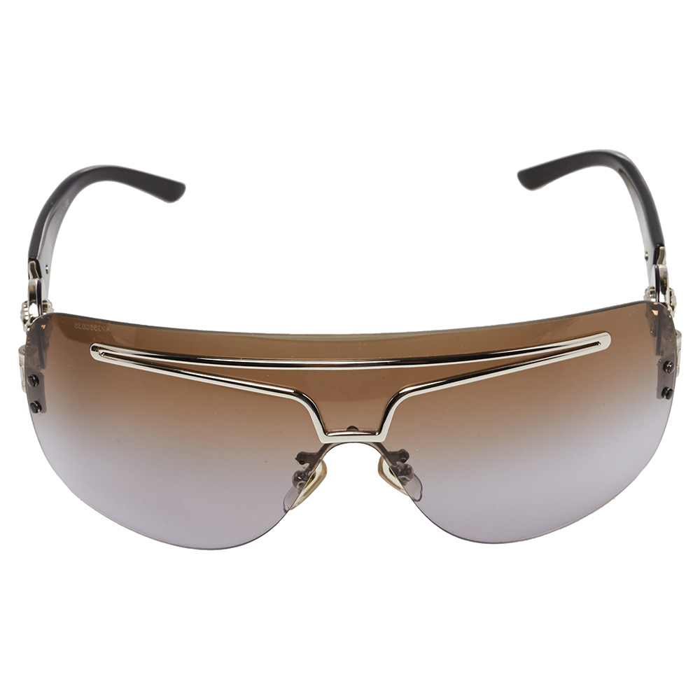 

Versace Silver Tone/ Bicolor Gradient 2132 Shield Sunglasses, Brown
