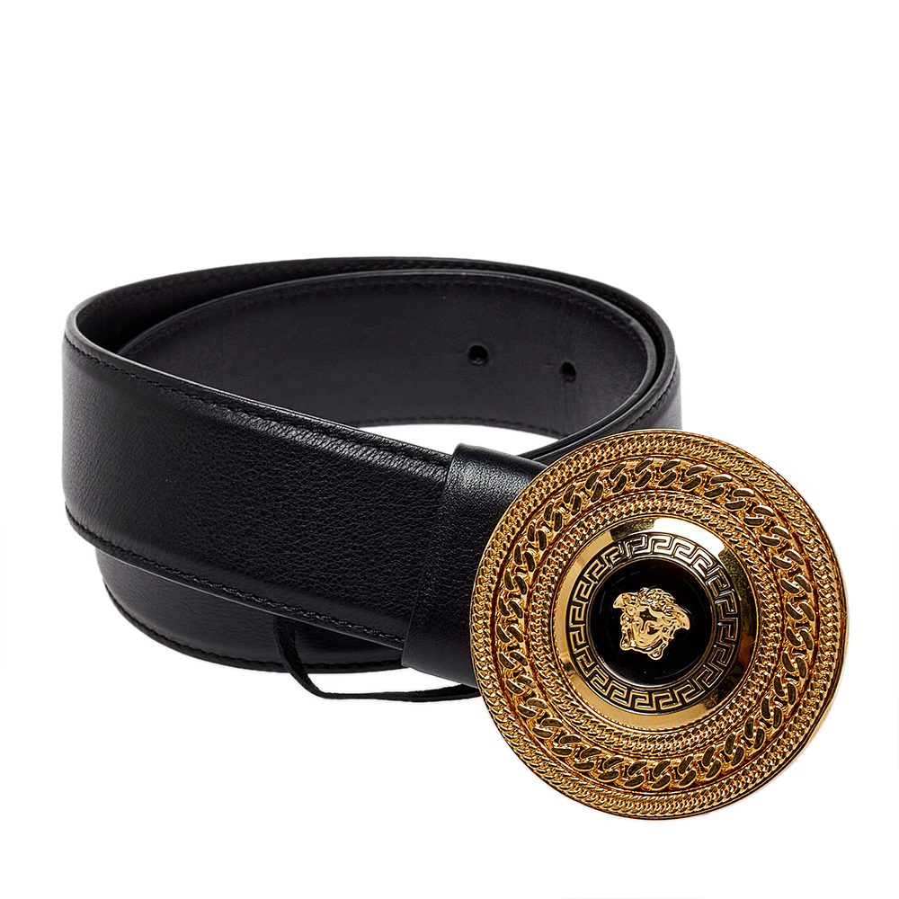 

Versace Black Leather Medusa Belt