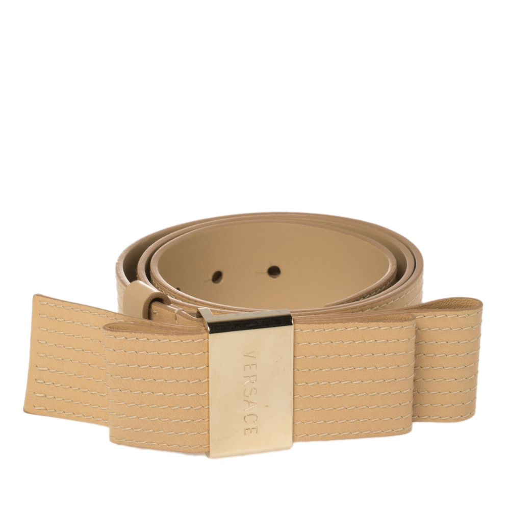

Versace Beige Leather Bow Detail Belt