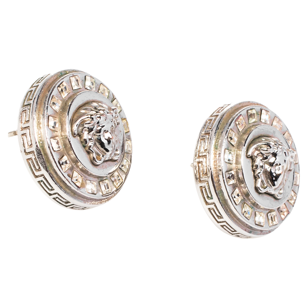 

Versace Medusa Crystal Silver Tone Stud Earrings