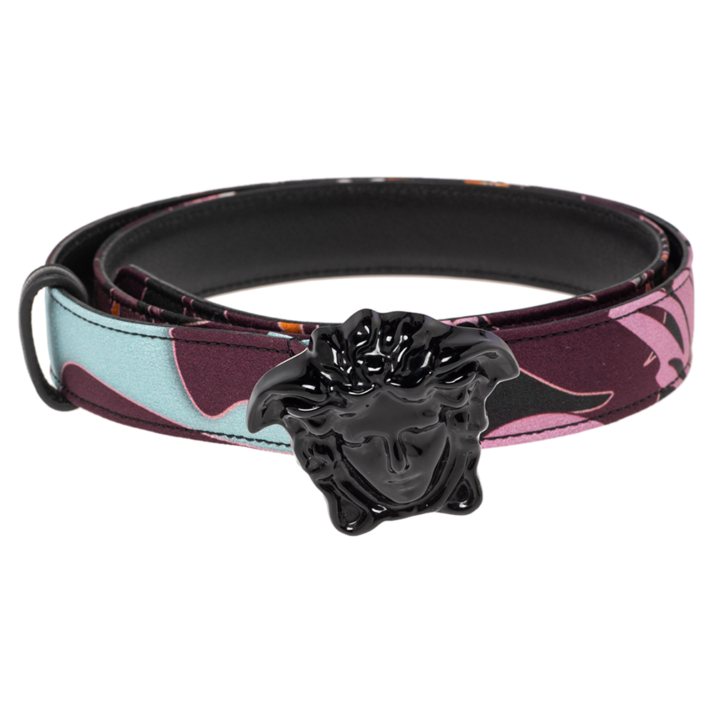 

Versace Multicolor Printed Nylon Medusa Buckle Belt