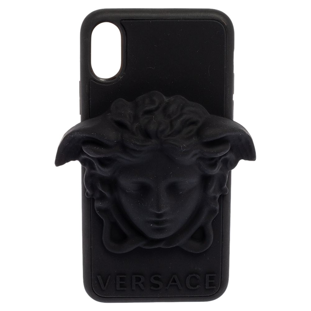 Pre-owned Versace Black Silicone Medusa Iphone X Cover