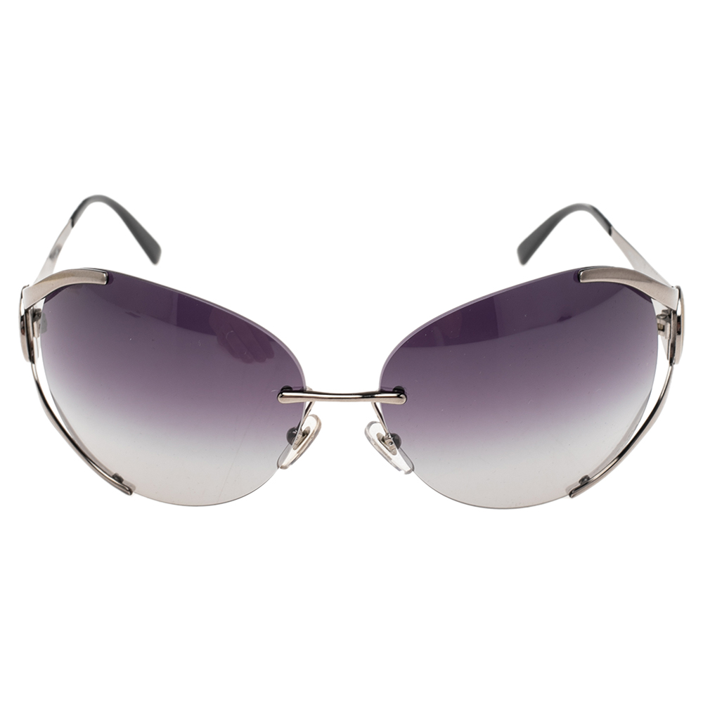 

Versace Gunmetal/Blue Gradient 2107 Oversized Sunglasses, Black