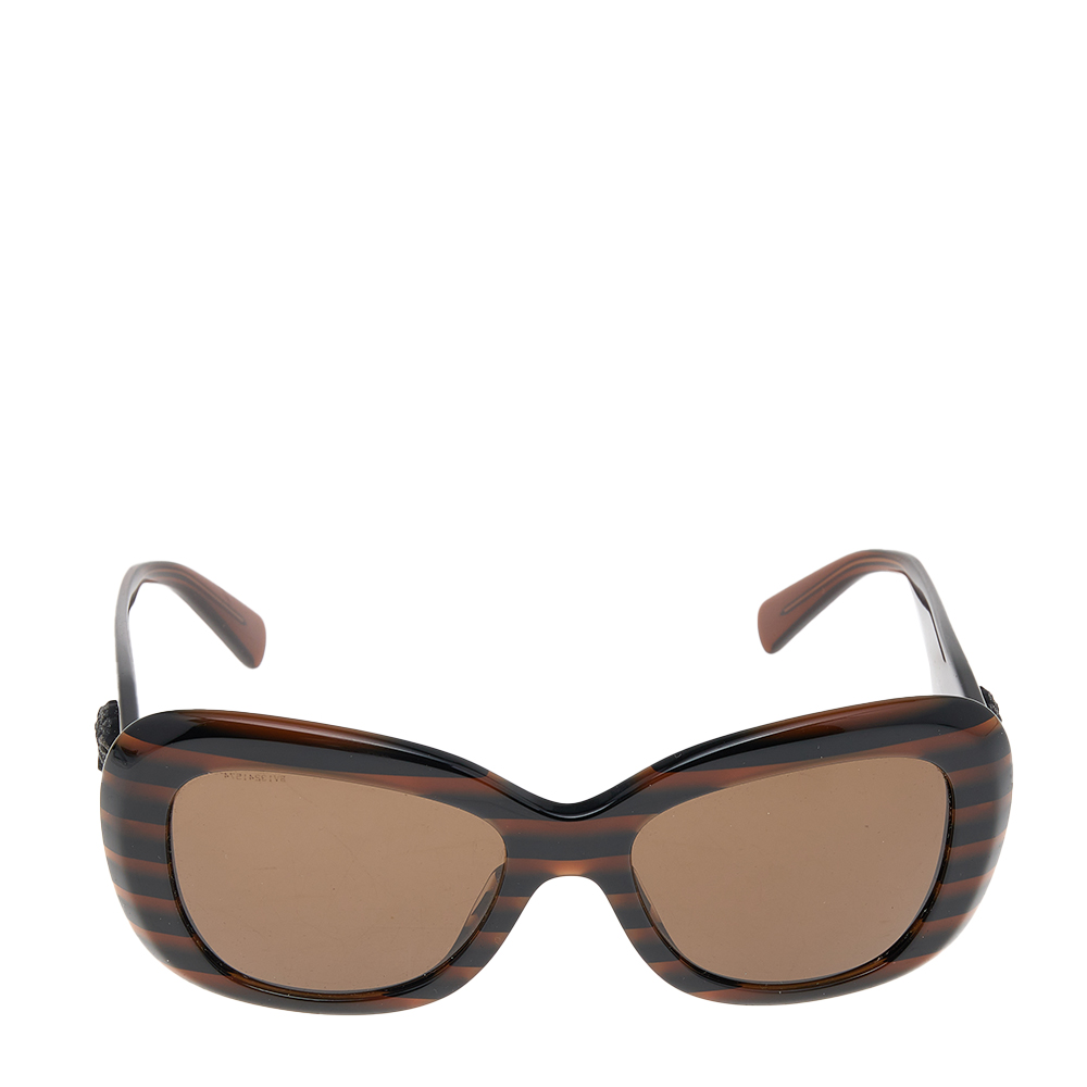 

Versace Striped Brown/ Brown VE 4317 Rectangular Sunglasses