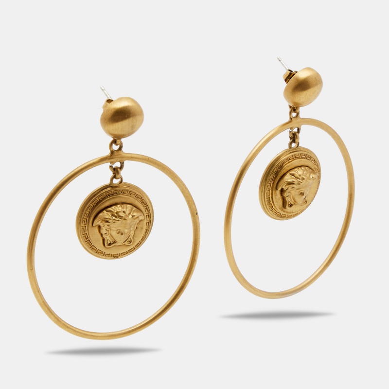 

Versace Medusa Gold Tone Hoop Earrings