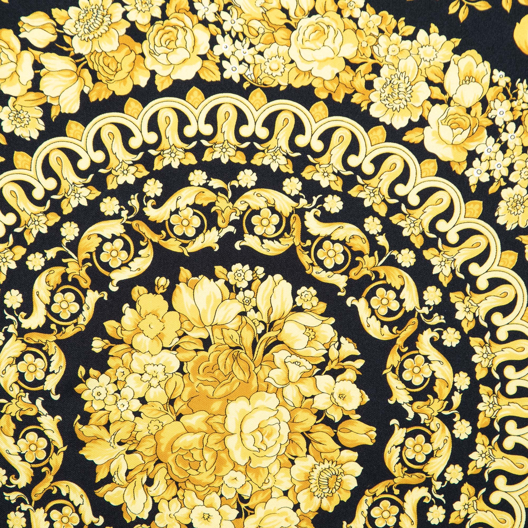 

Versace Black Baroque Print Silk Scarf
