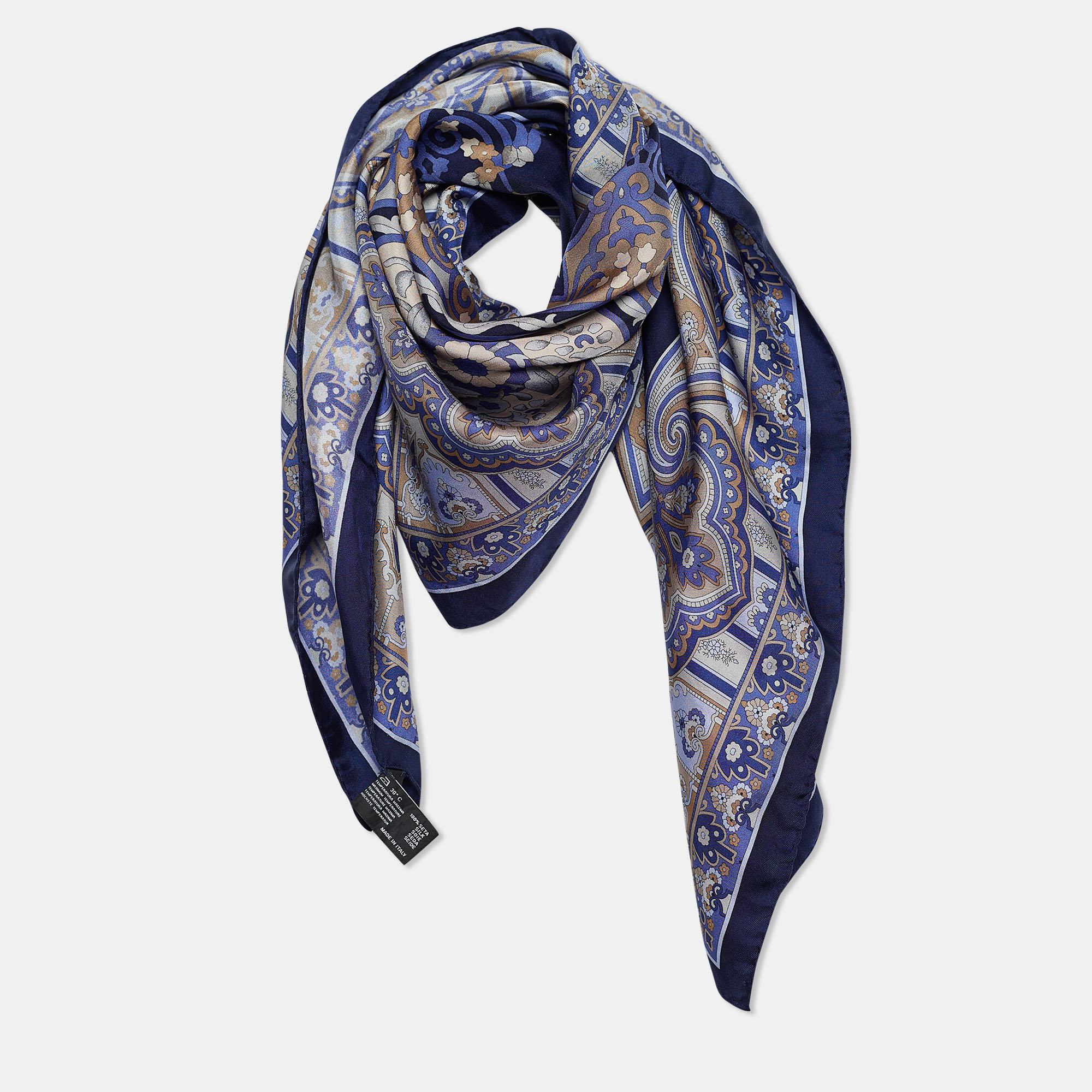 

Versace Navy Blue Printed Silk Square Scarf