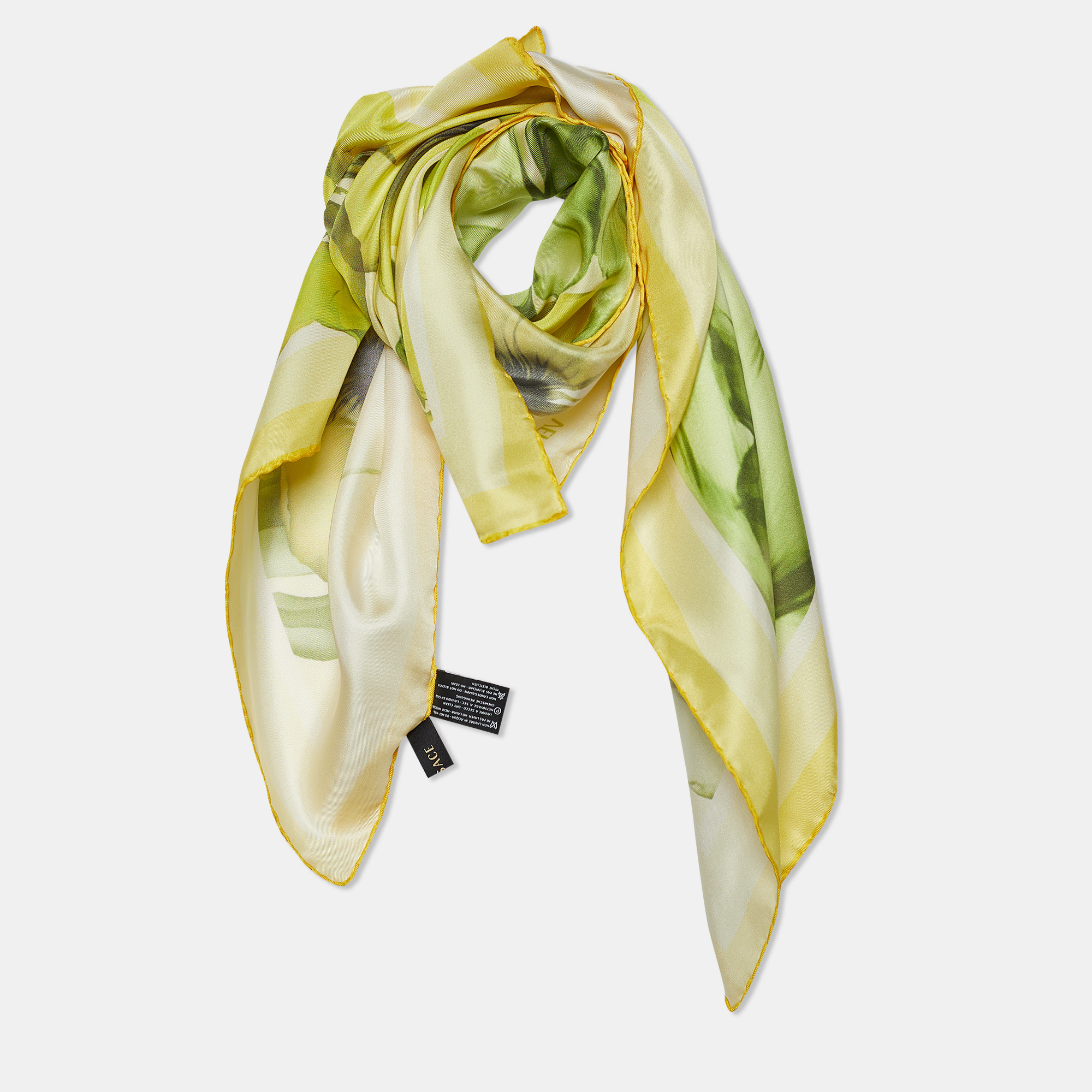 

Versace Yellow Floral Print Silk Scarf