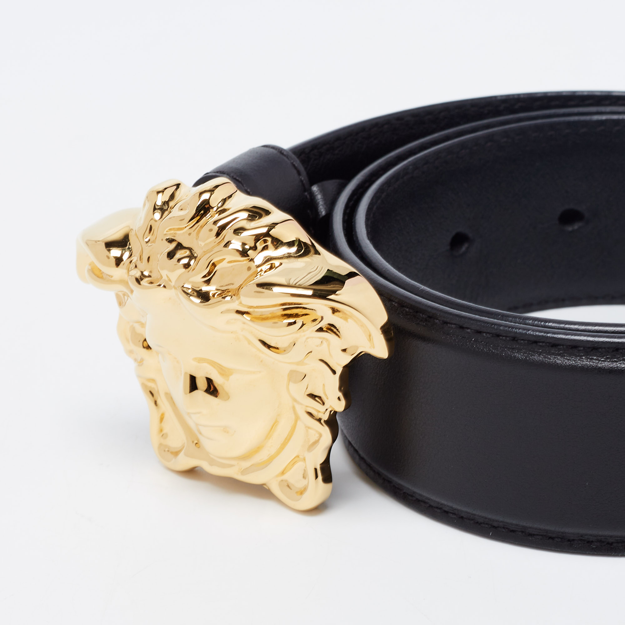 

Versace Black Leather Medusa Buckle Belt