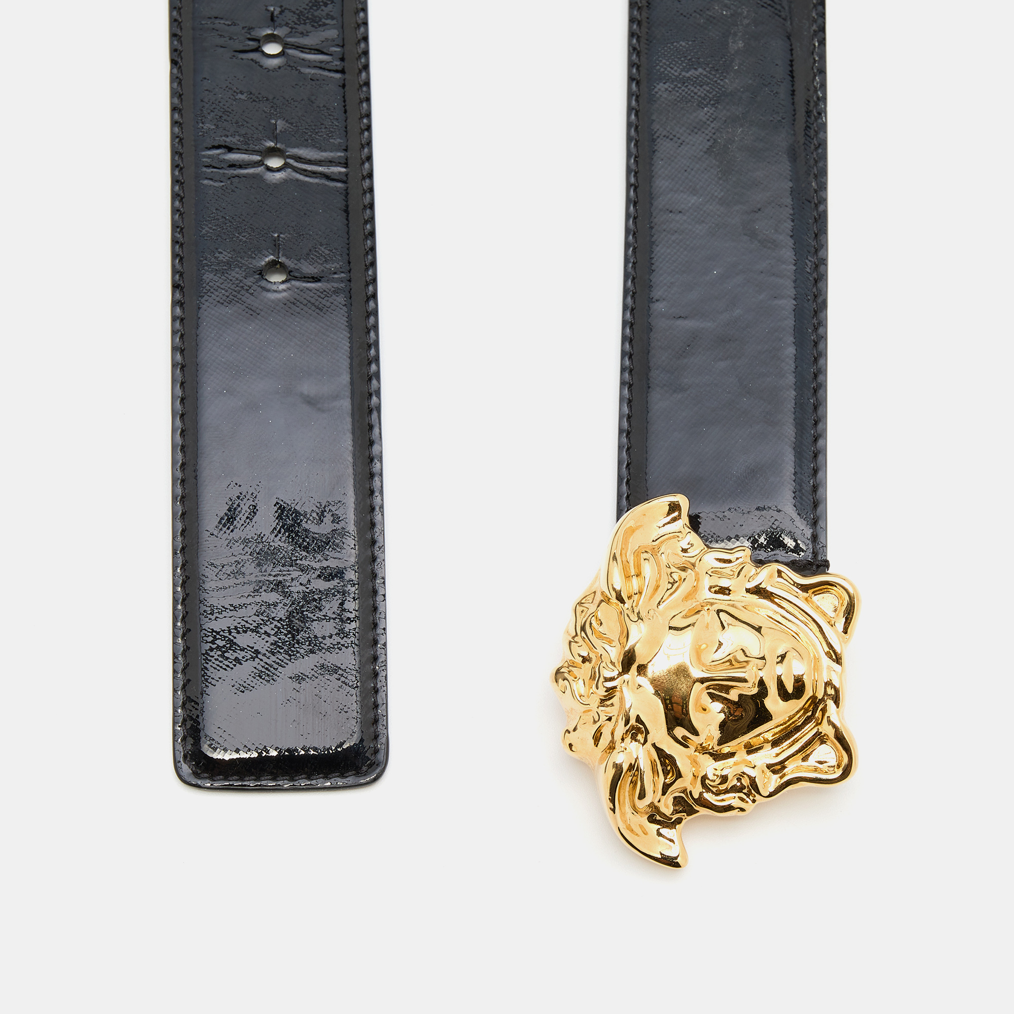 

Versace Black Patent Leather Medusa Waist Belt