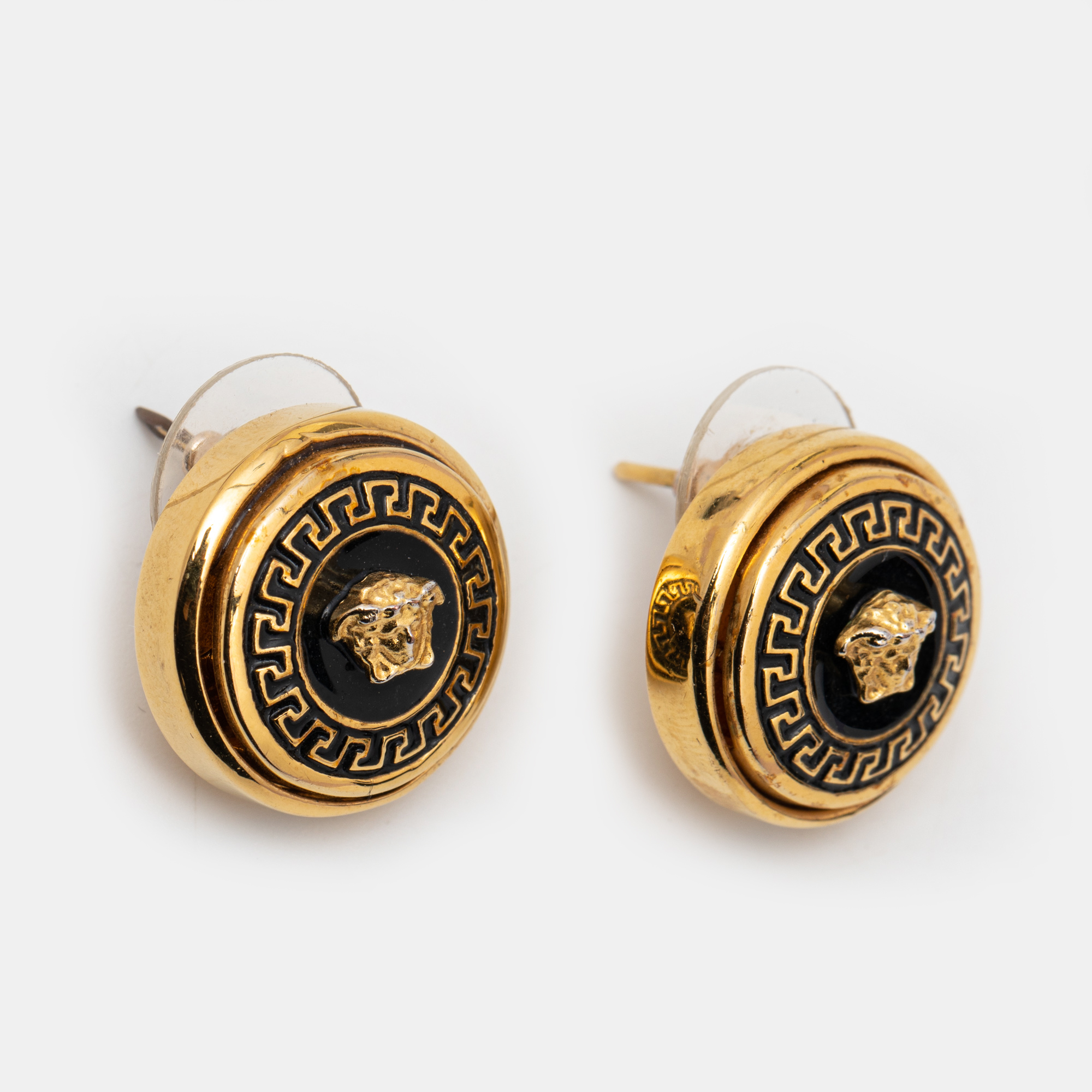 

Versace Medusa Medallion Gold Tone Stud Earrings