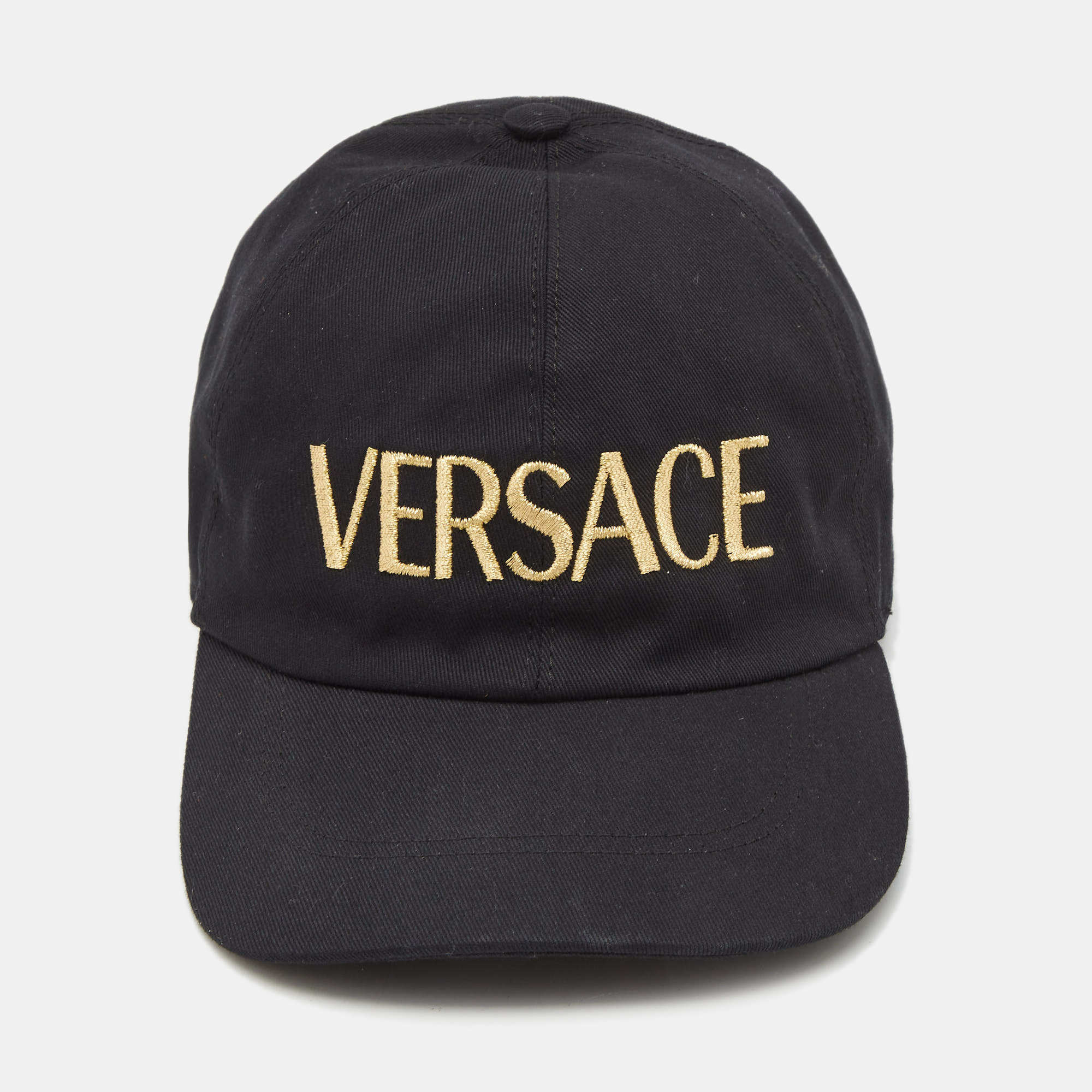 

Versace Black Cotton Logo Embroidered Baseball Cap