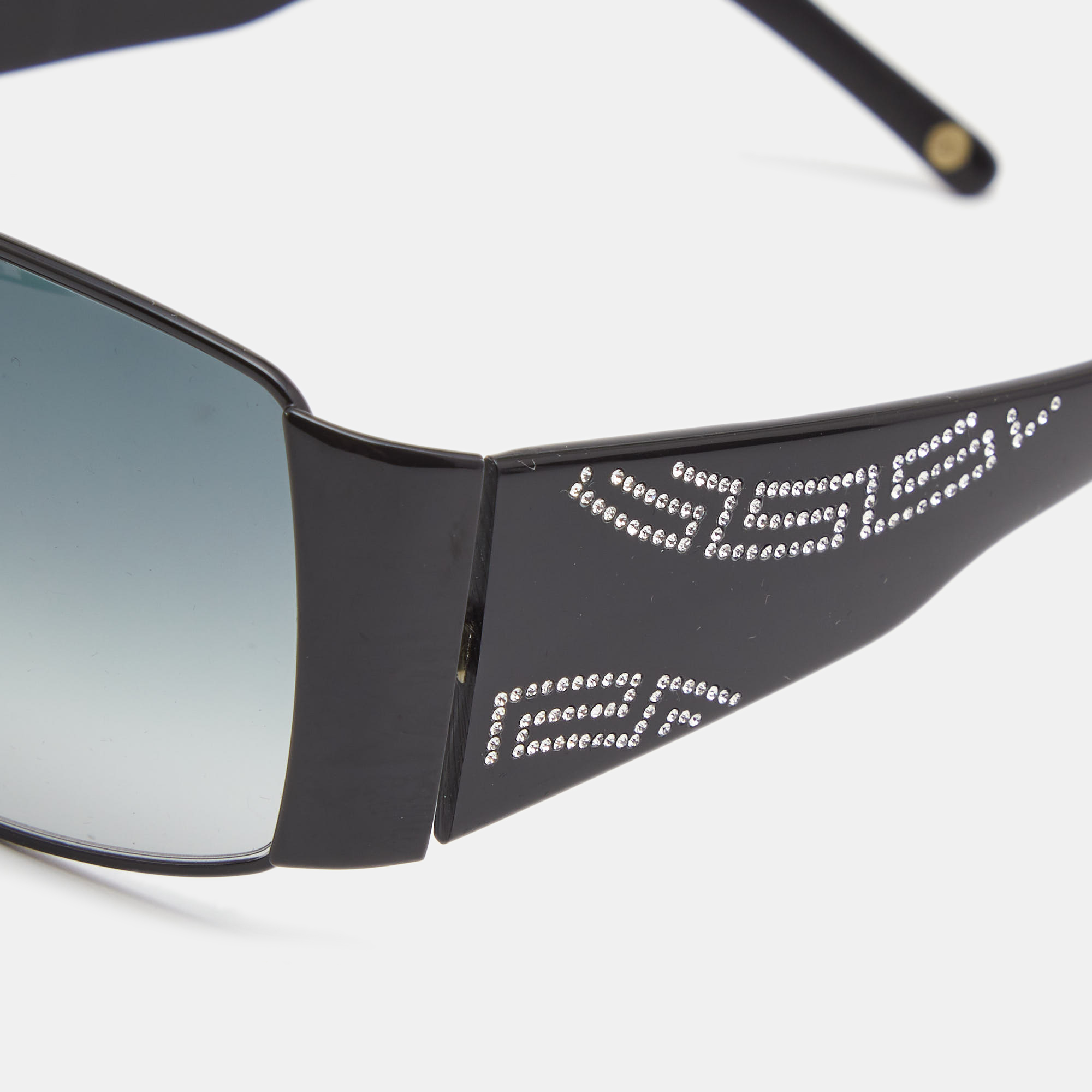 

Versace Black Crystals Embellished Gradient Shield Sunglasses