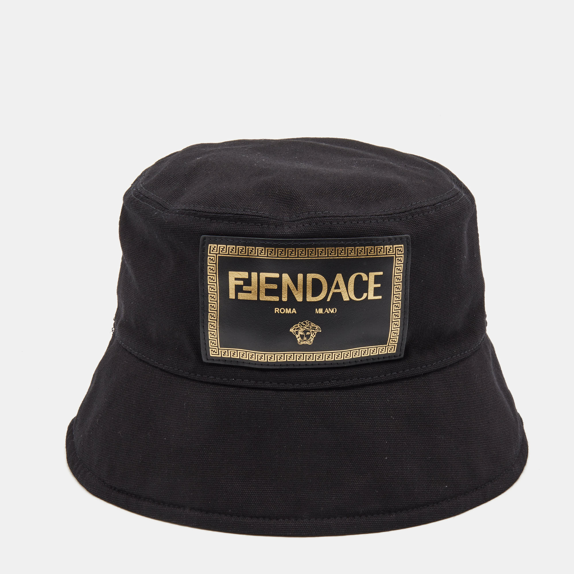 

Versace x Fendi Black Logo Patch Detail Cotton Bucket Hat