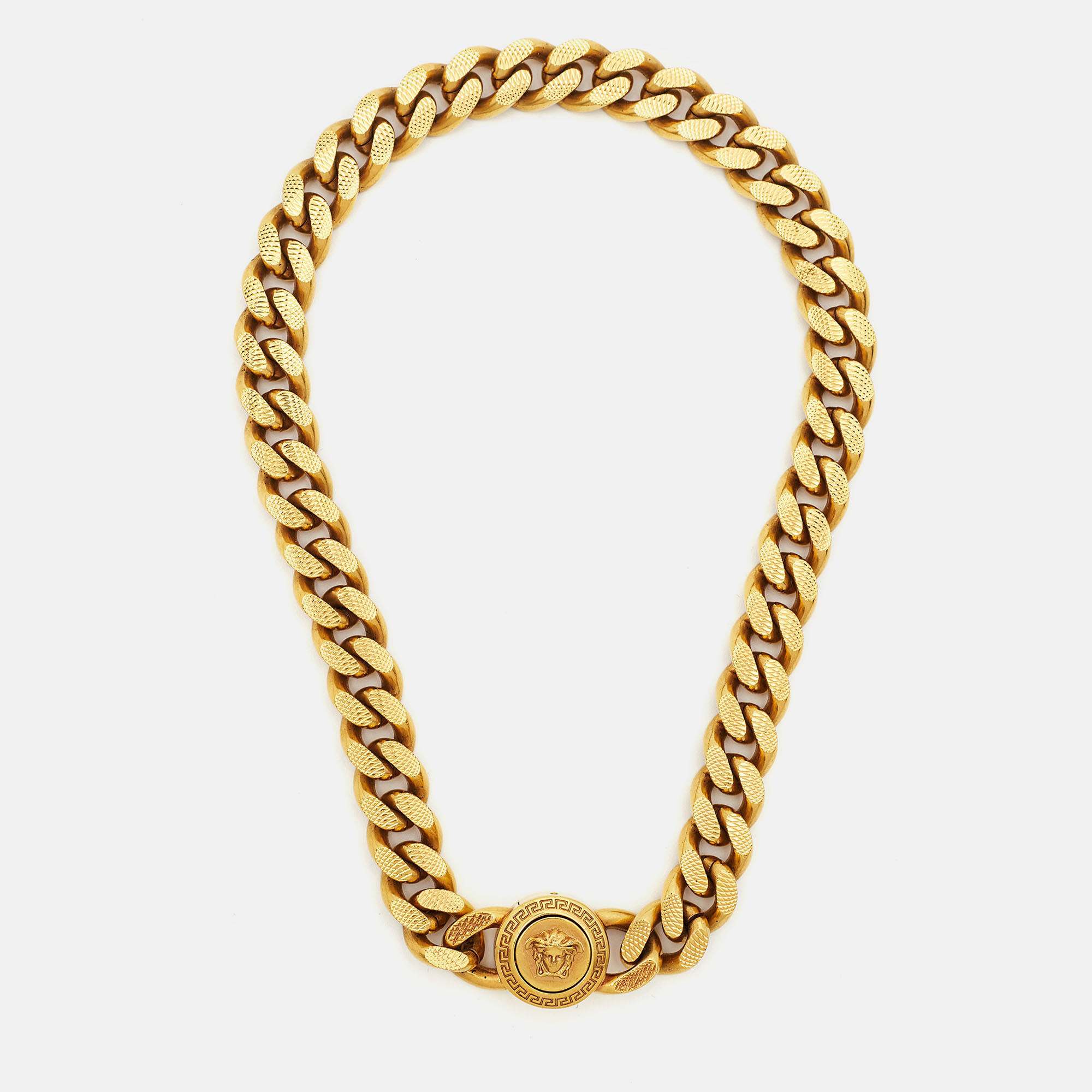 Pre Owned Versace Medusa Gold Tone Choker Necklace