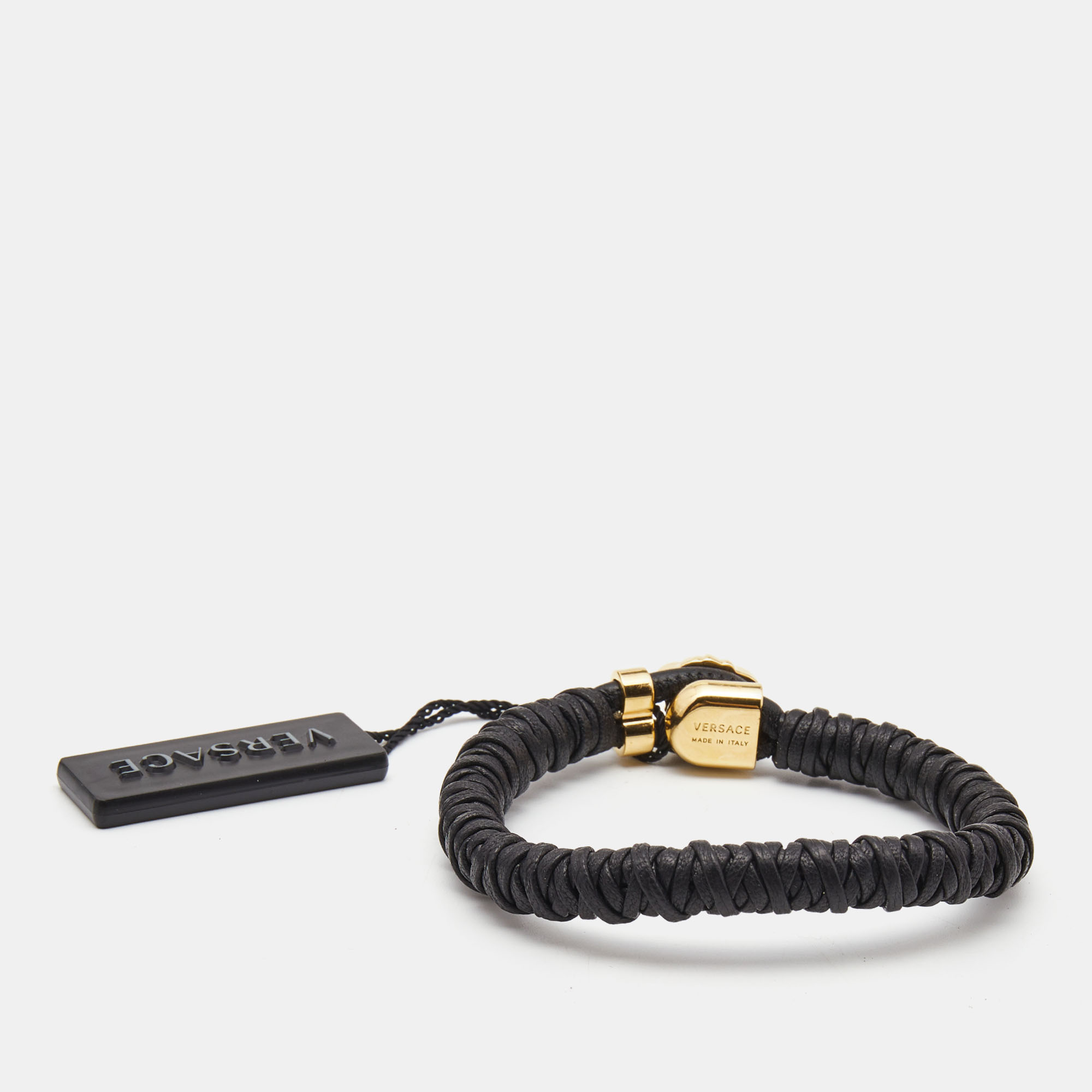 

Versace Medusa Black Leather Gold Tone Bracelet