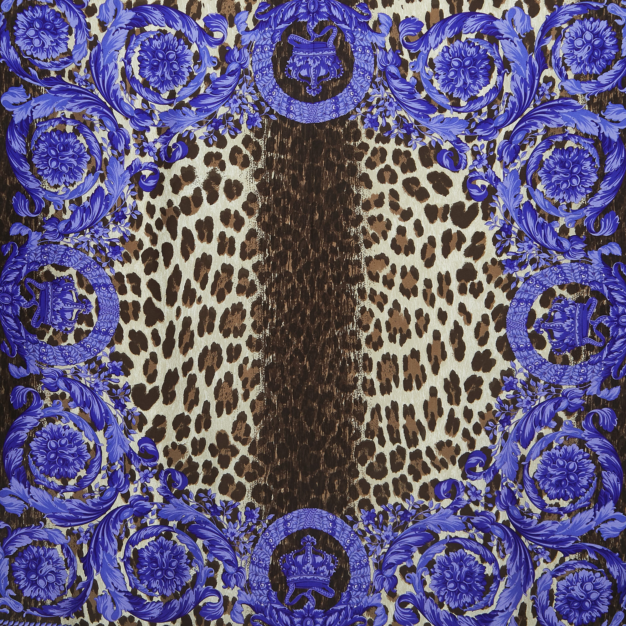 

Versace Purple Animal & Baroque Print Silk Scarf