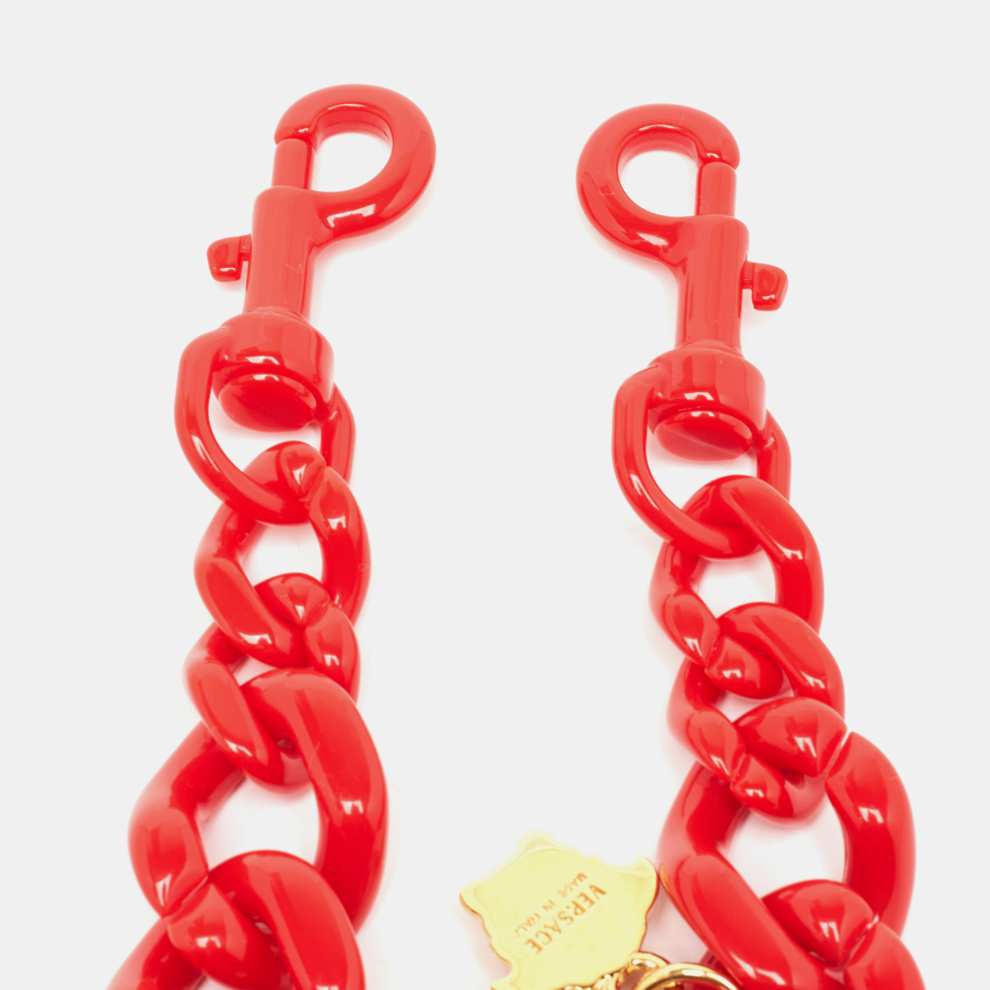 

Versace Red Acetate La Medusa Chain Link Shoulder Bag Strap