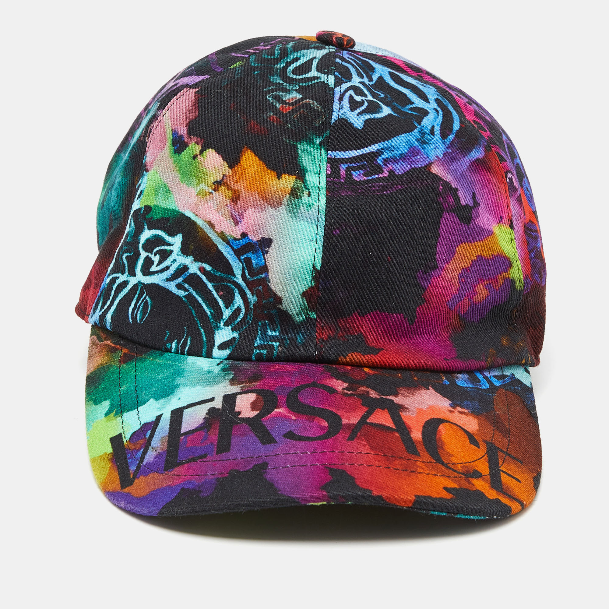 

Versace Multicolor Logo Print Cotton Baseball Cap Size