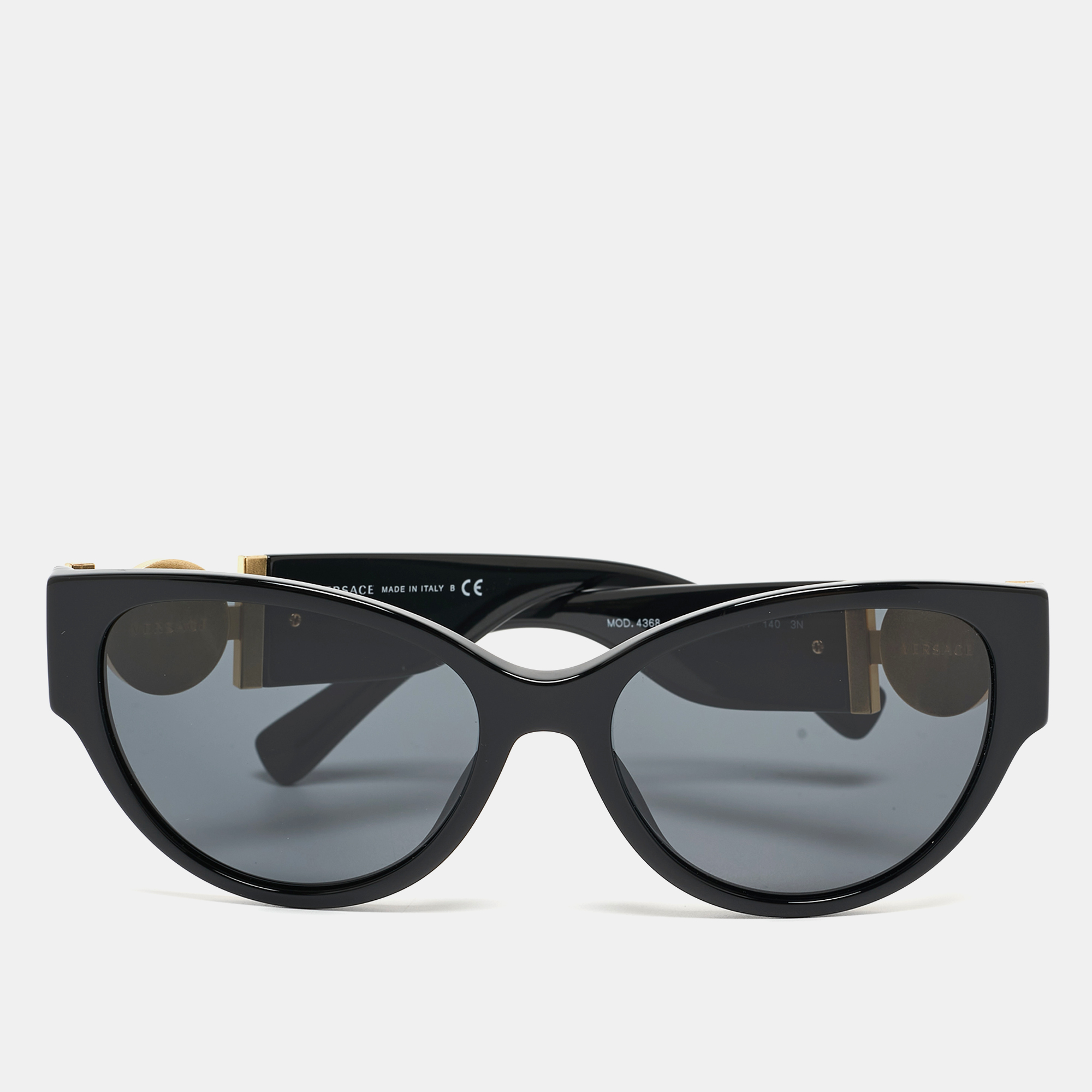 Pre-owned Versace Black 4368 Medusa Medallion Cat Eye Sunglasses