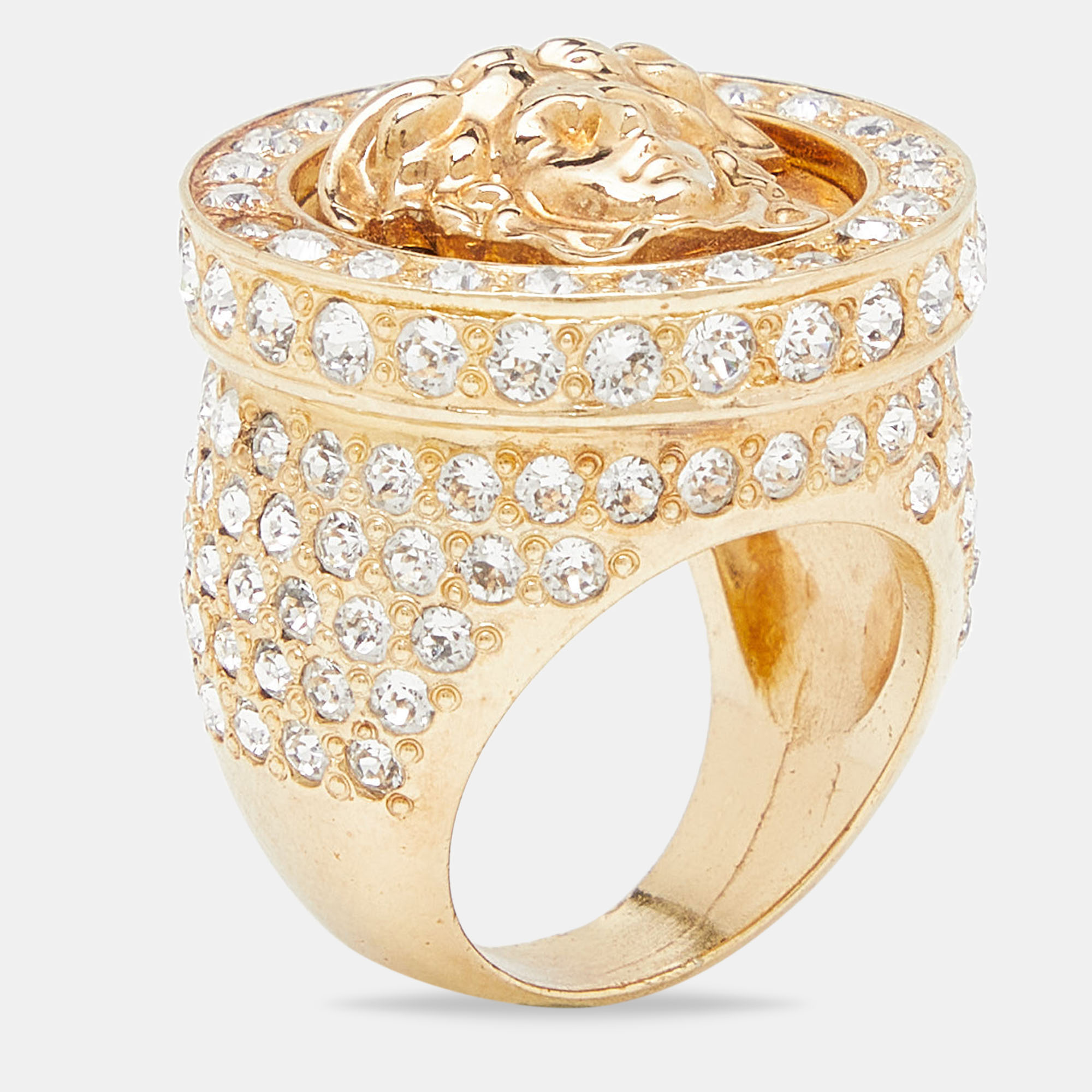 

Versace Medusa Crystal Gold Tone Ring Size