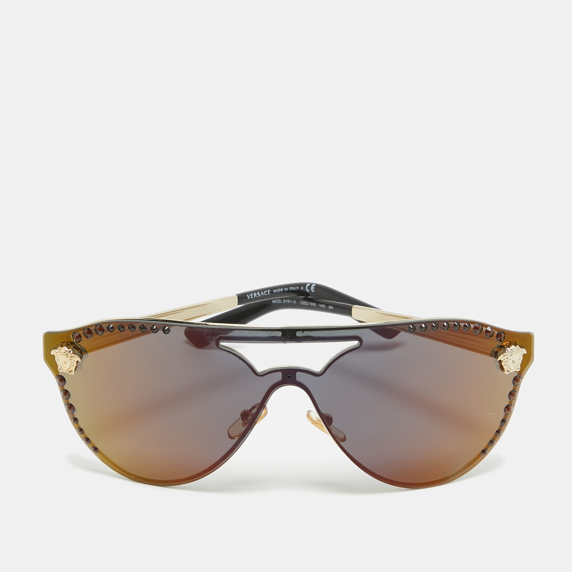 Pre-owned Versace Black Mod 2161-b Glam Medusa Cat Eye Sunglasses