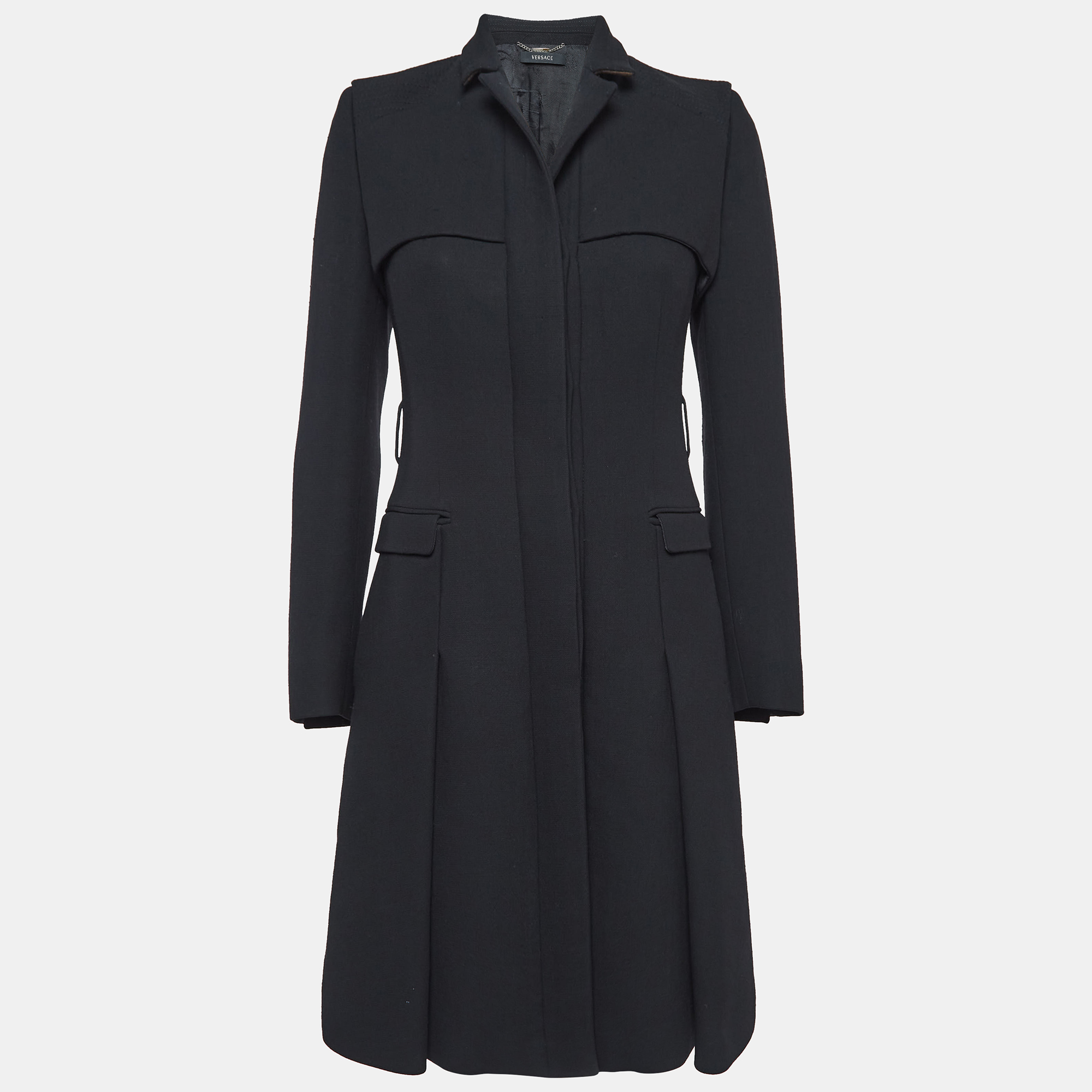 

Versace Black Wool Single-Breasted Trench Coat S