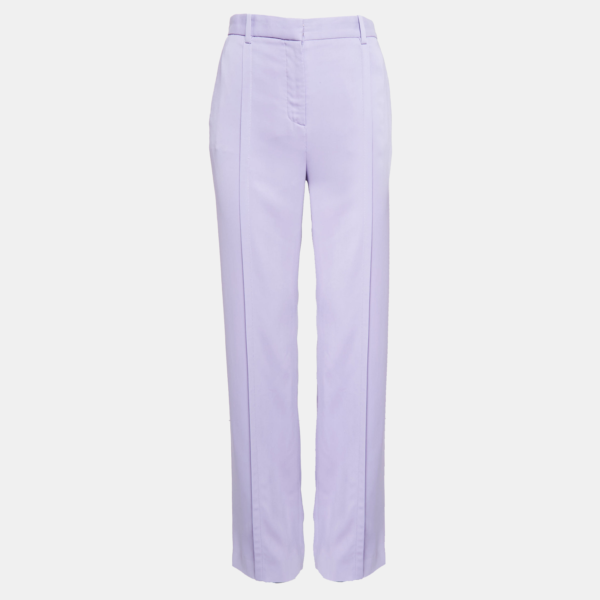 

Versace Light Purple Crepe Pleated Straight Leg Trousers S