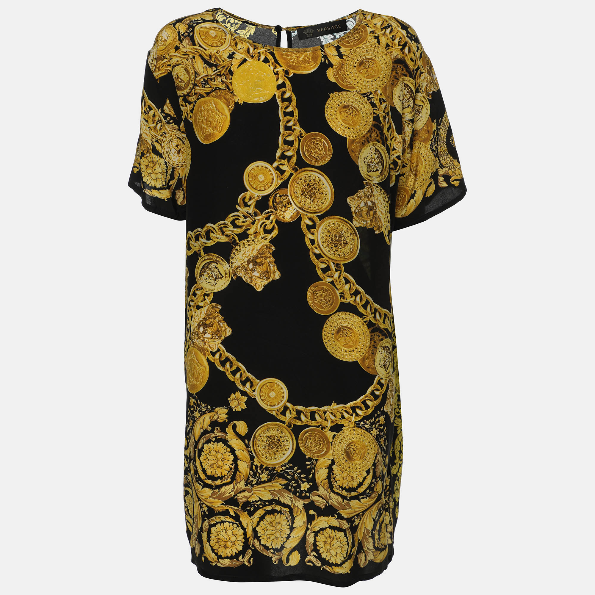 

Versace Black/Gold Baroque Chain Printed Top L, Yellow