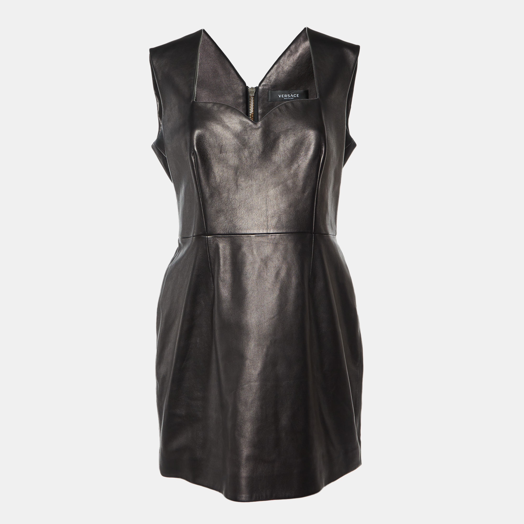 

Versace Brown Leather Sleeveless Mini Dress L