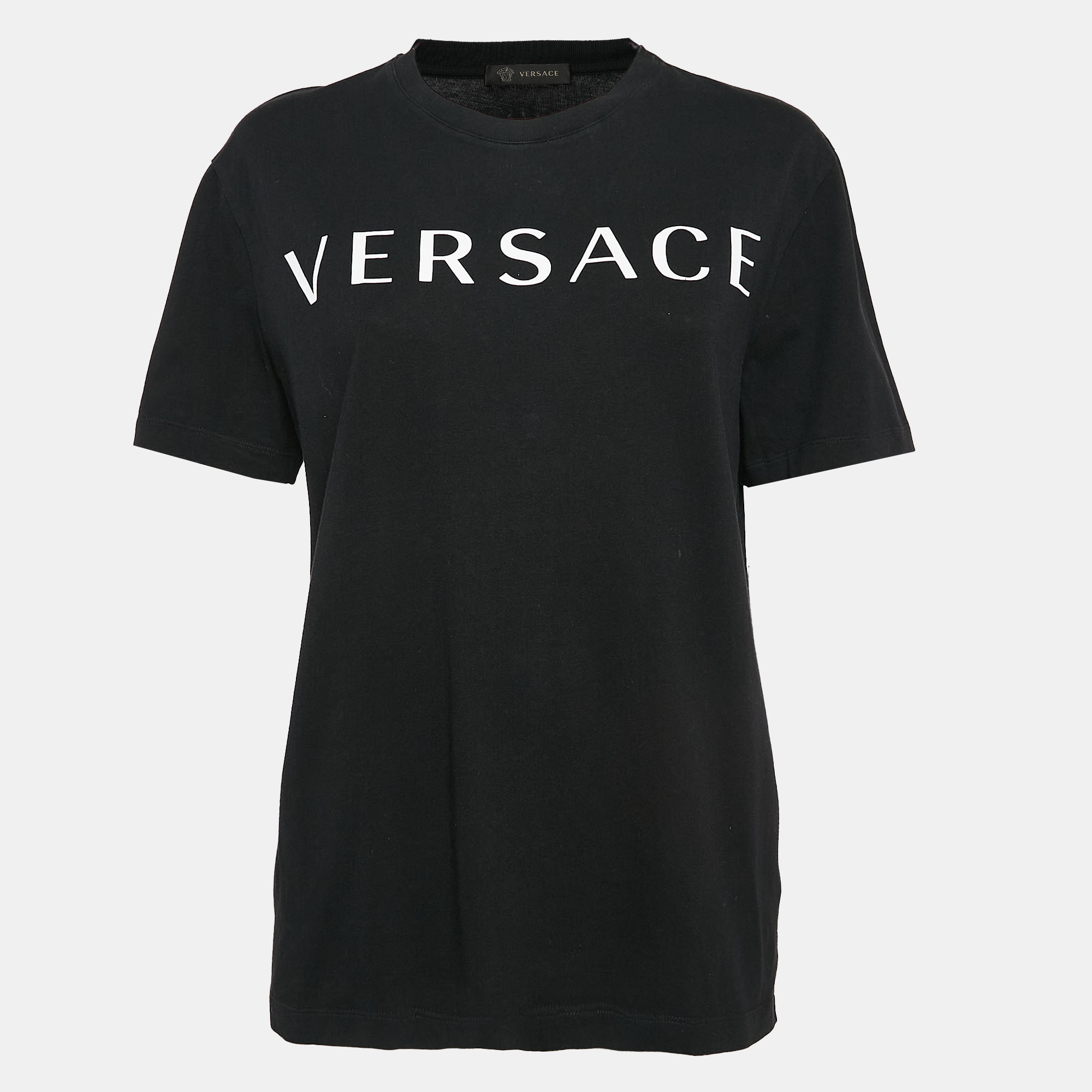 

Versace Black Logo Print Cotton T-Shirt M