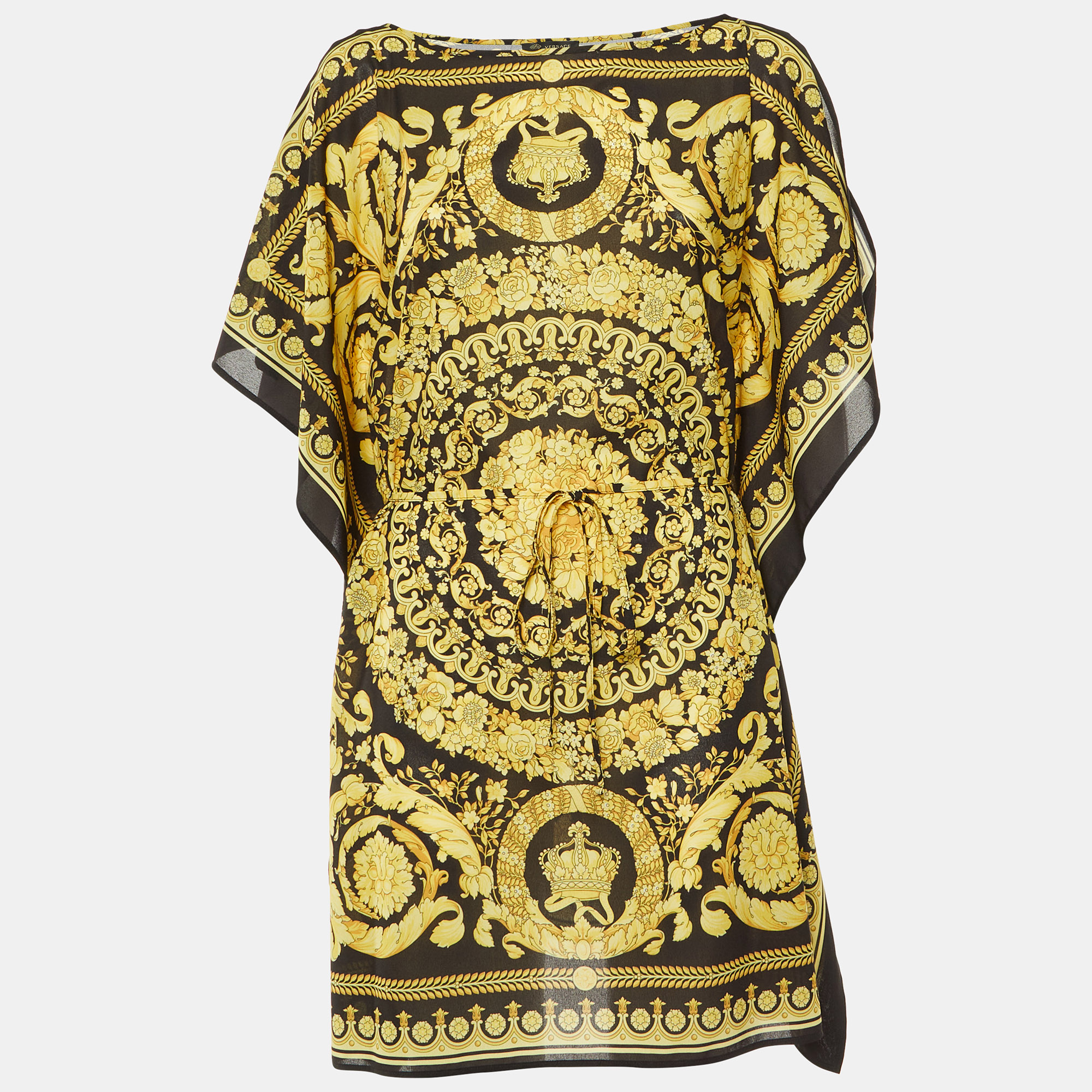 

Versace Beachwear Black Baroque Print Georgette Cover Up L