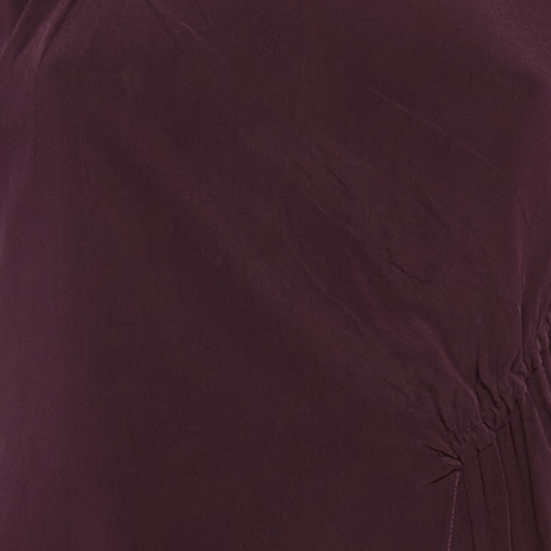 Versace Burgundy Silk Crepe Ruffled Top S 
