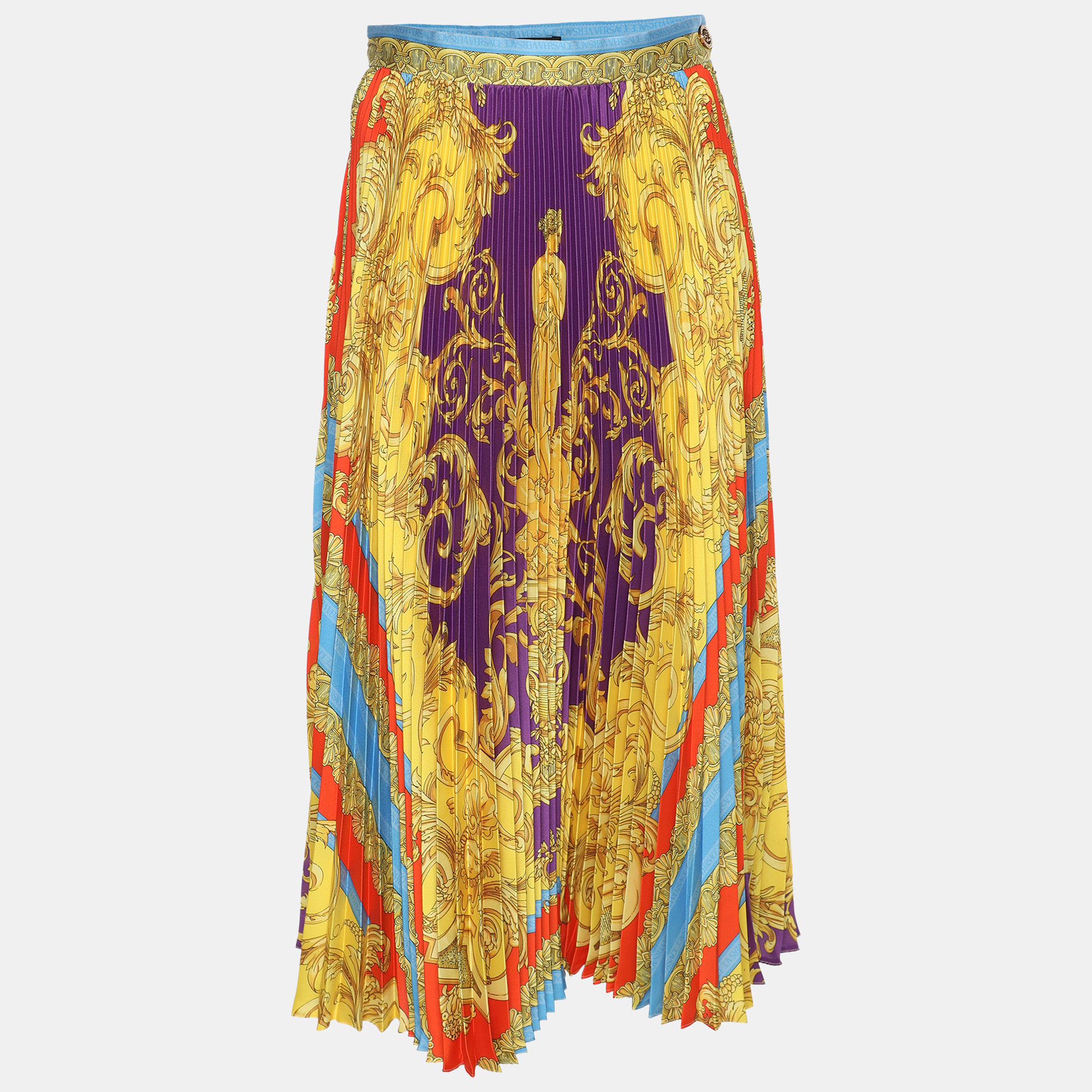 

Versace Multicolor Printed Satin Ruffled Skirt S