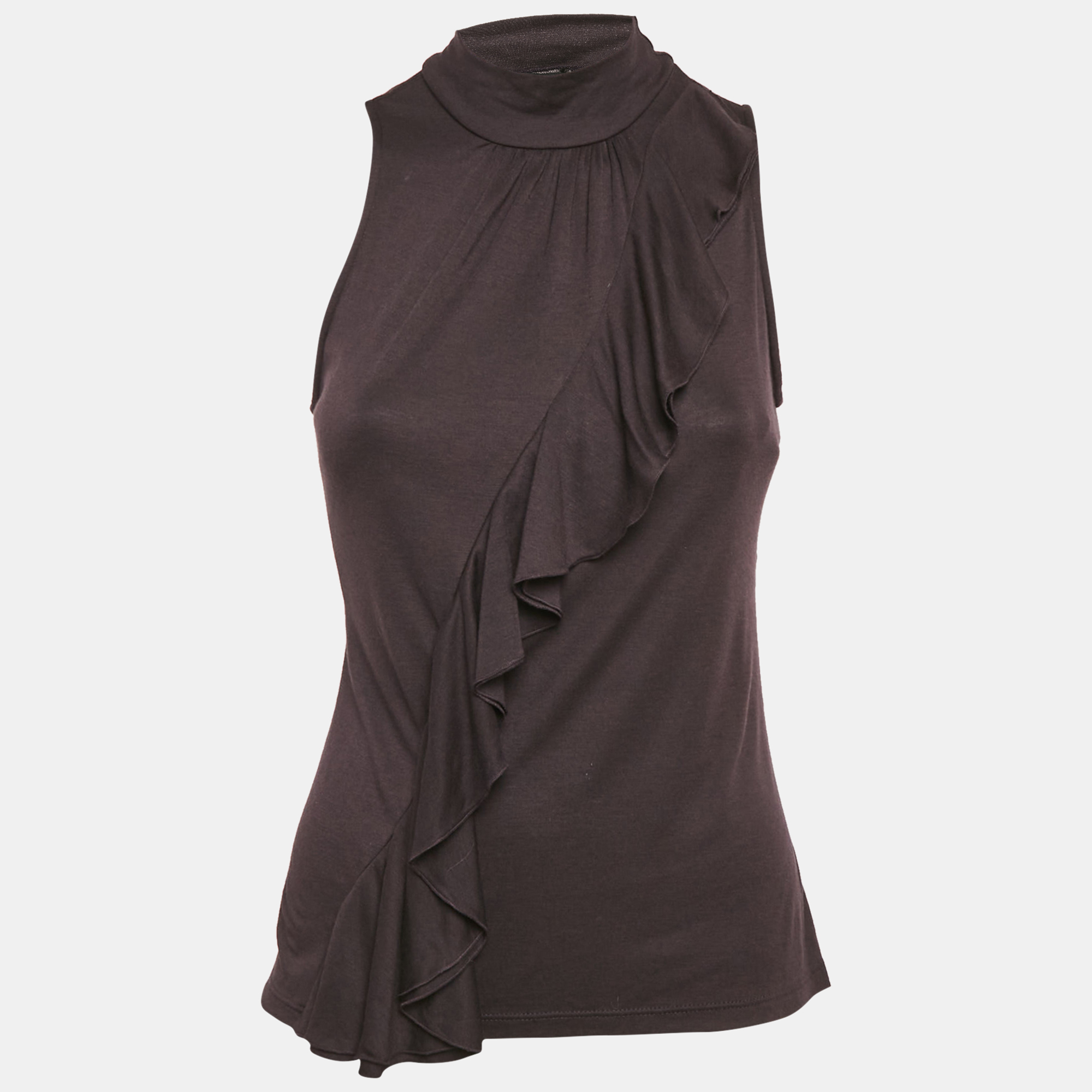 

Versace Purple Modal Knit Ruffled Top S