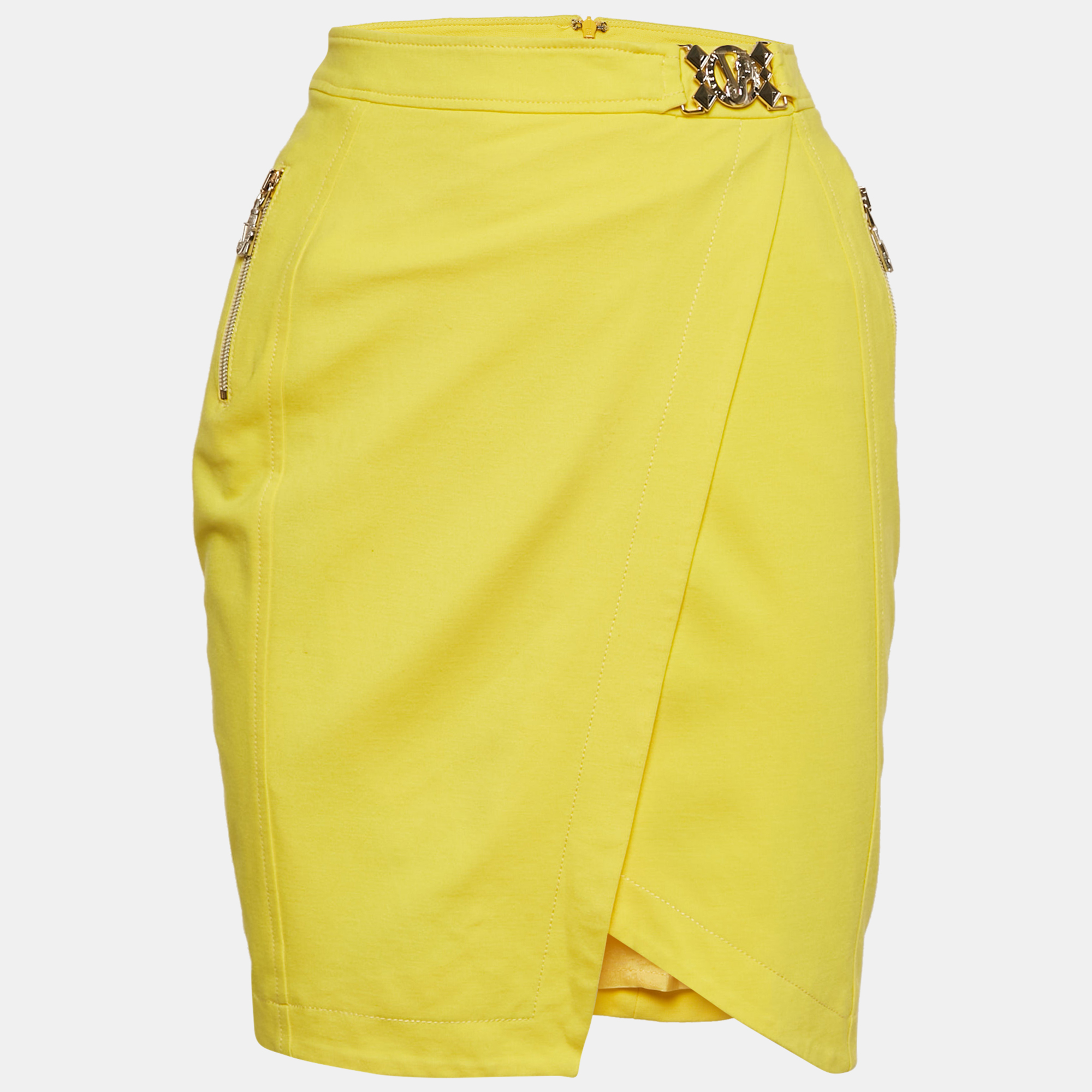 

Versace Yellow Jersey Metal Detail Mini Dress S