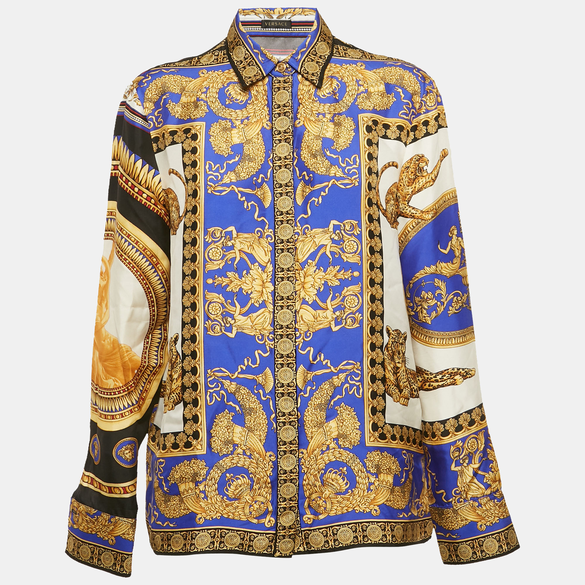 

Versace Multicolor Baroque Print Silk Button Front Shirt M