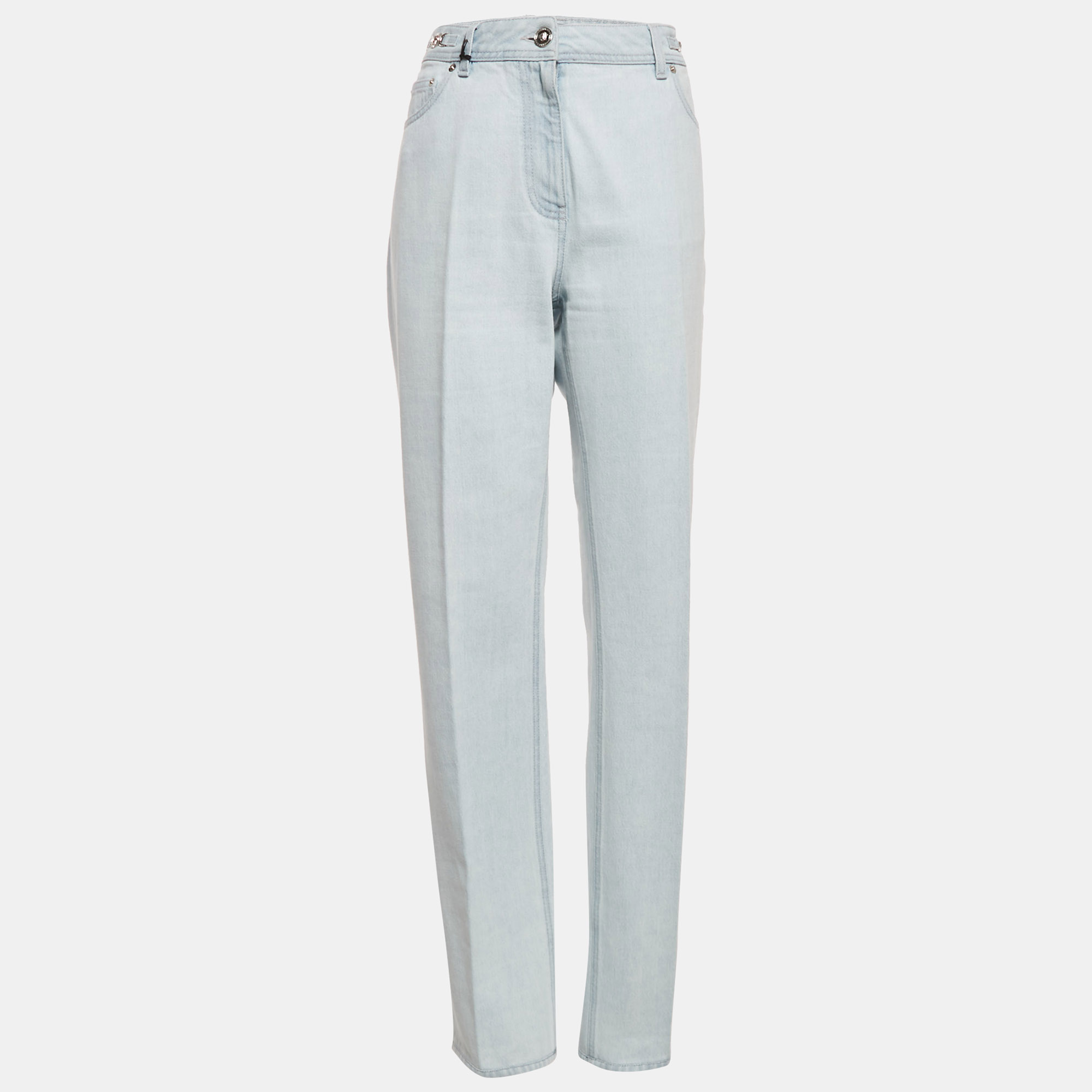 

Versace Light Blue Stone Washed Denim Medusa 95' Straight Fit Jeans M Waist 27"
