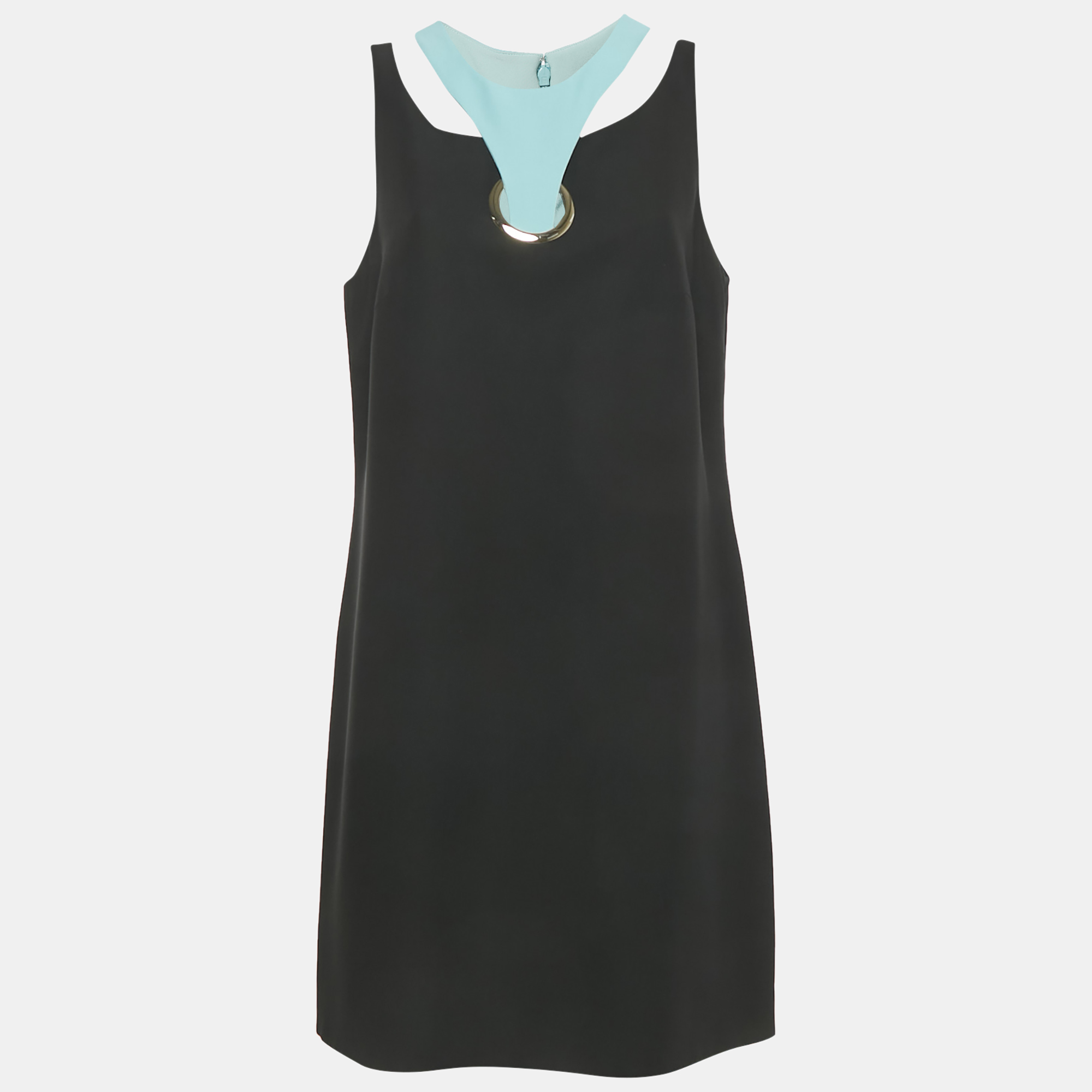 

Versace Black Silk Cut Out Neck Paneled Mini Dress L