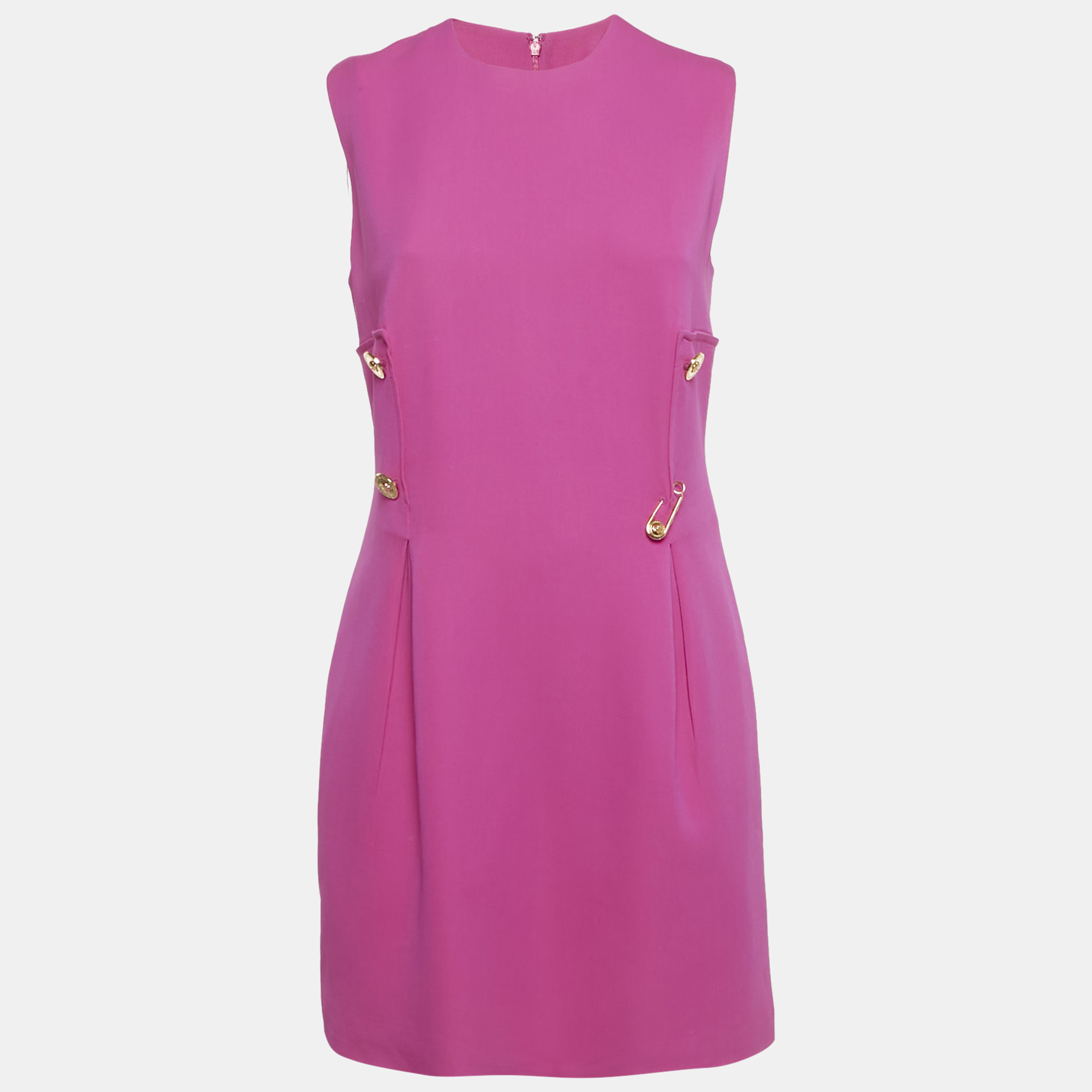 

Versace Pink Crepe Medusa Detail Sheath Dress M