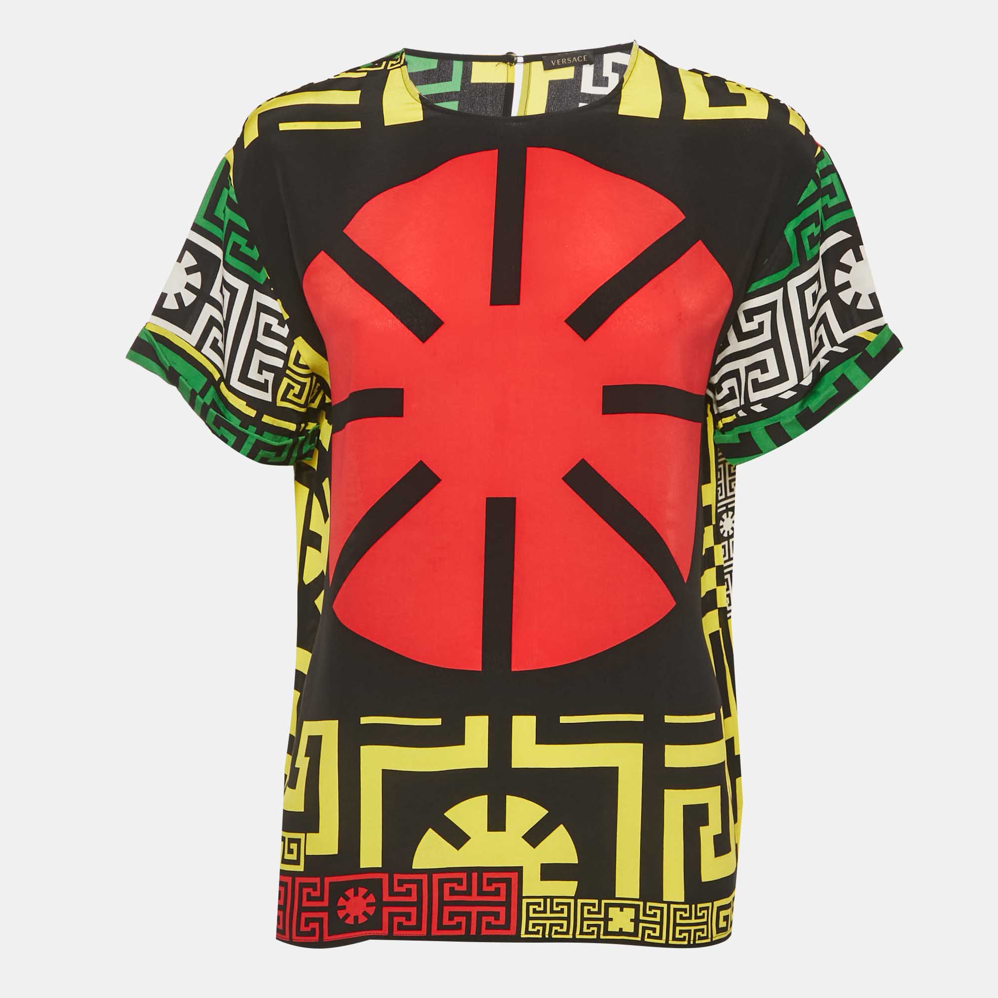 

Versace Black Printed Silk Tunic Top S