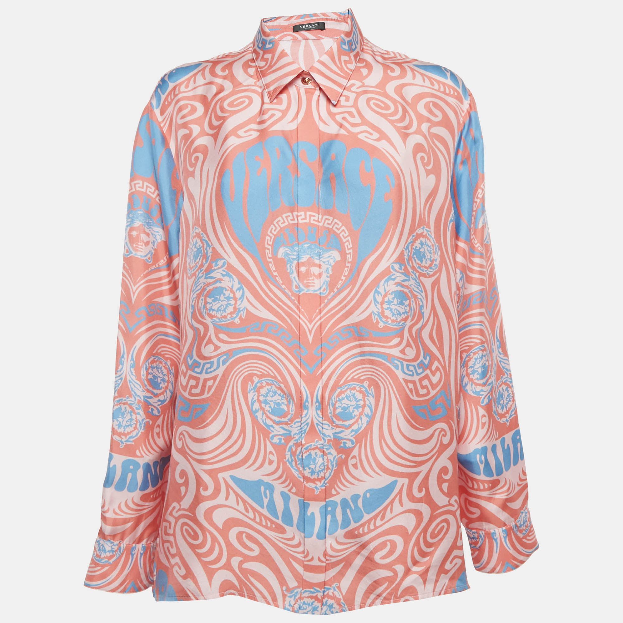 

Versace Pink Printed Silk Medusa Music Shirt XL