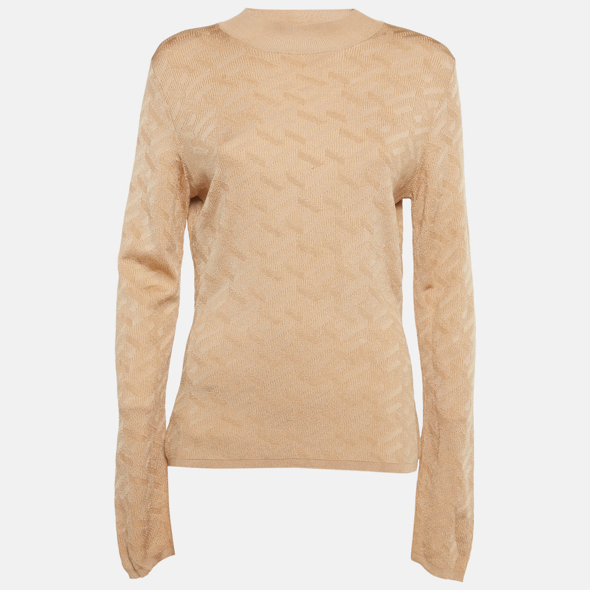 Pre-owned Versace Dark Beige Rib Knit Sweater M In Sand